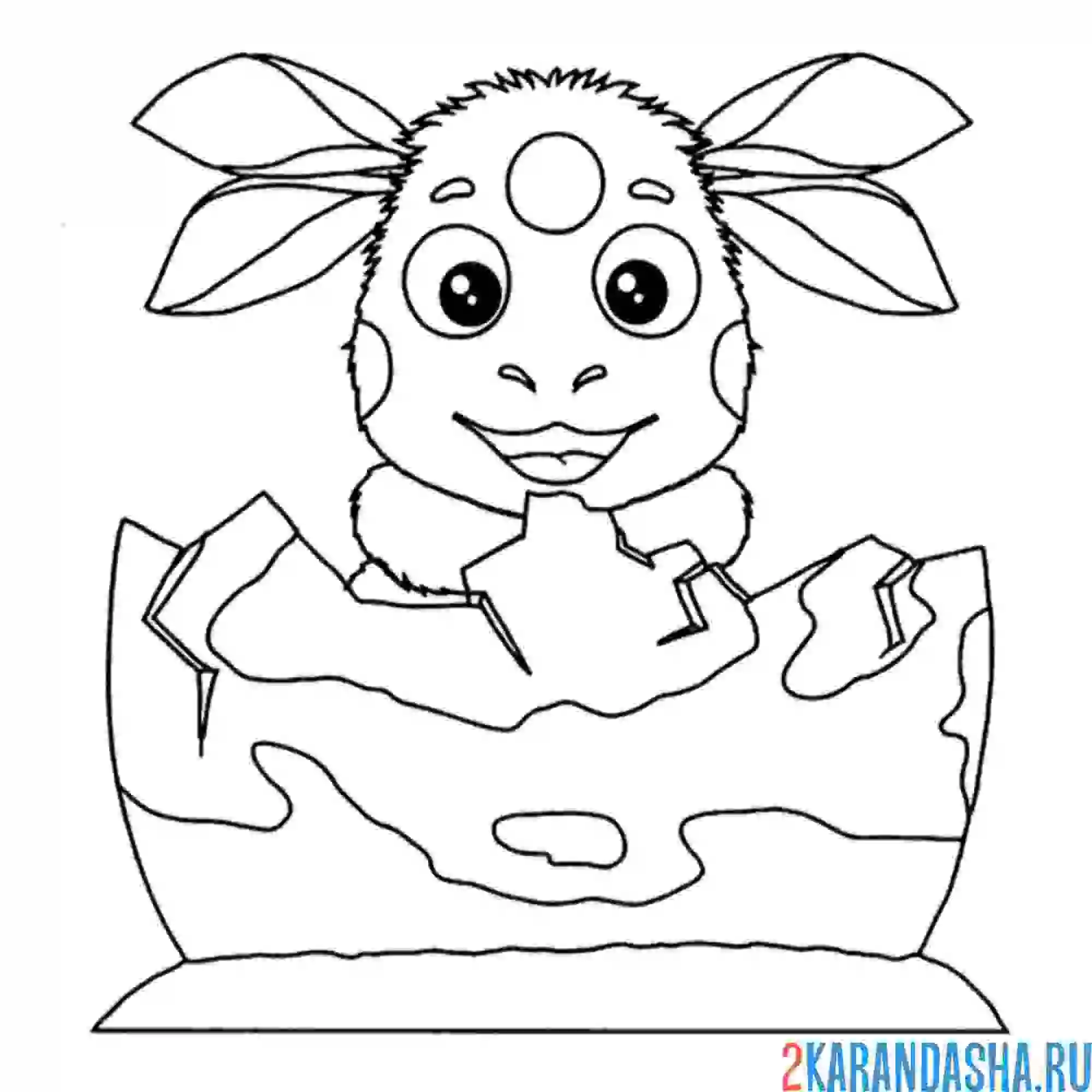 Раскраска вылупился из яйца лунтик