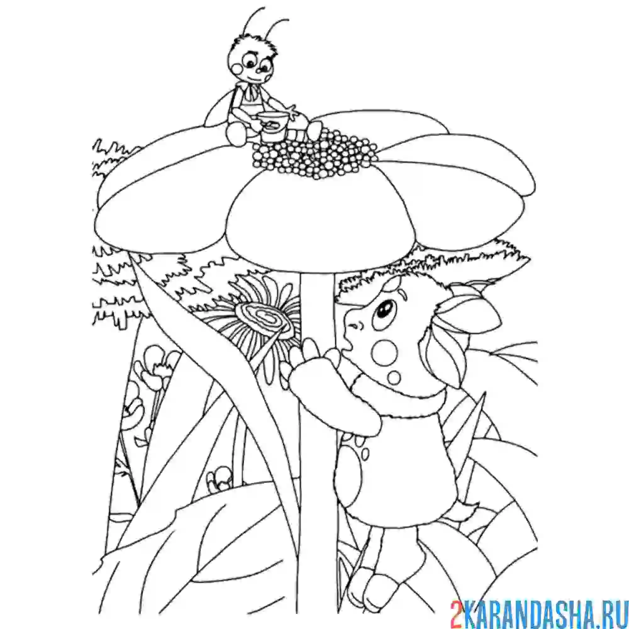 Раскраска лунтик с темой