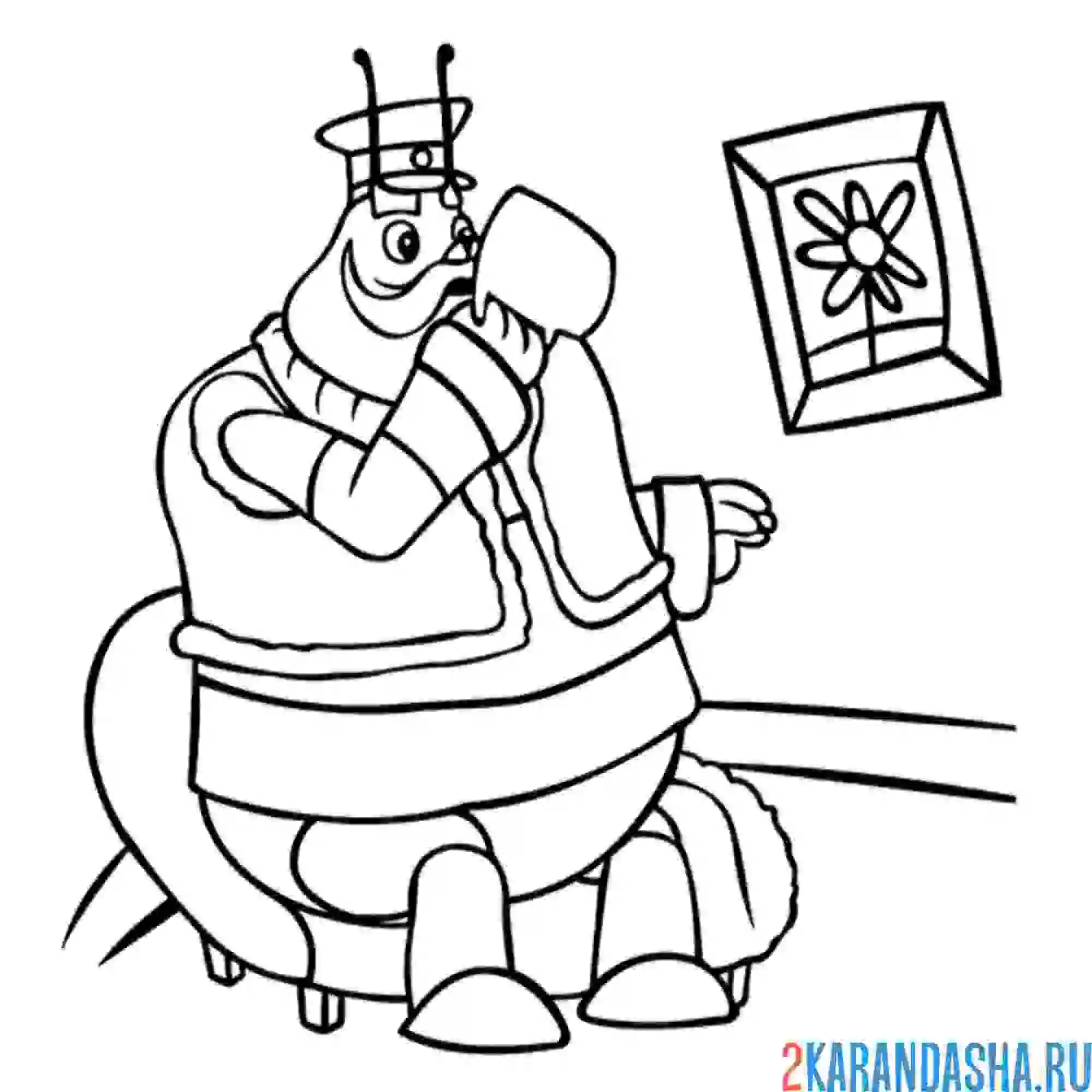 Раскраска генерал шер пьет чай