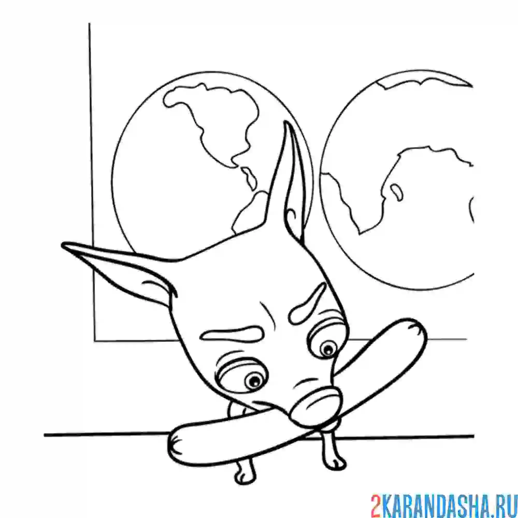 Раскраска кусачка ест сосиску | фиксики