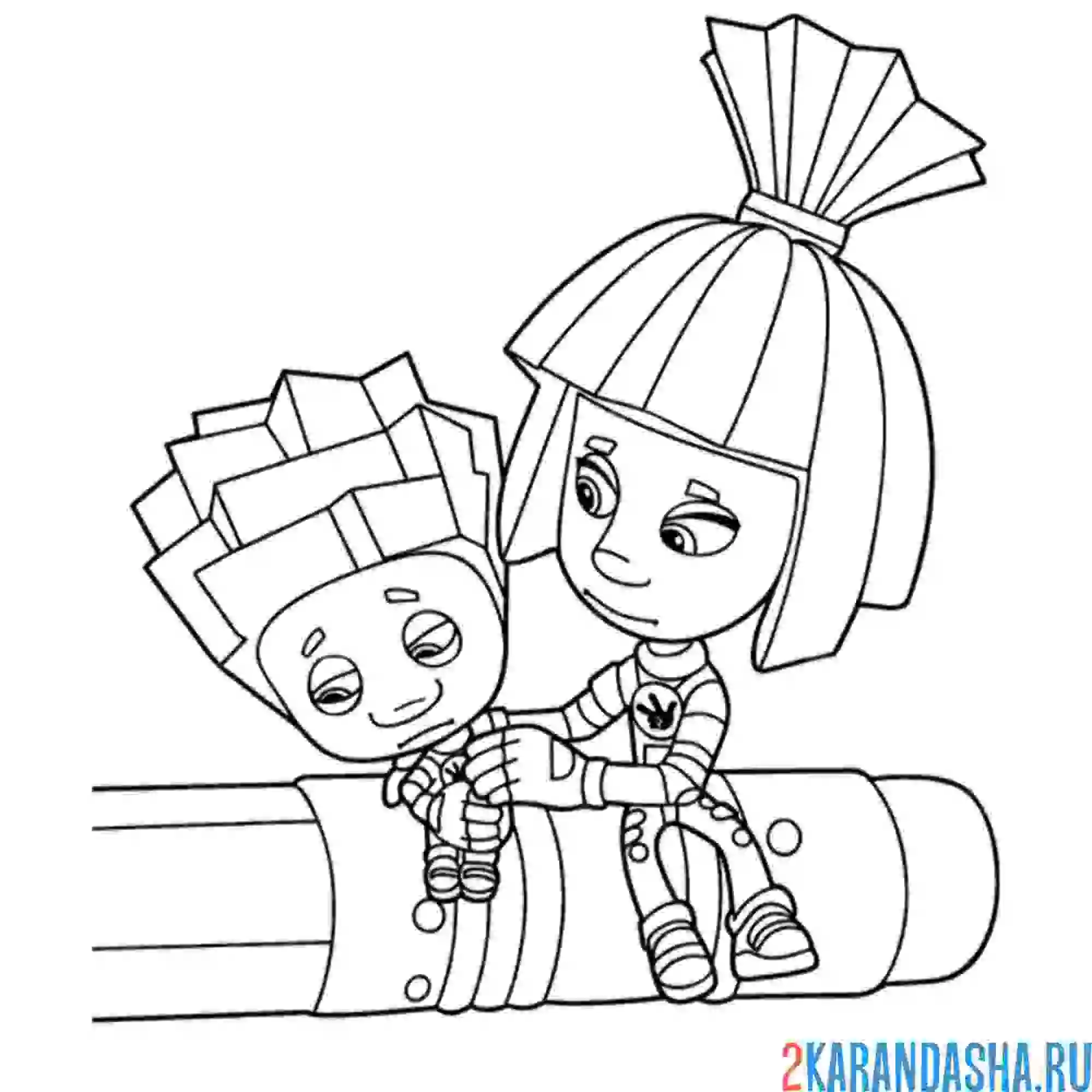 Раскраска симка утешает нолика | фиксики