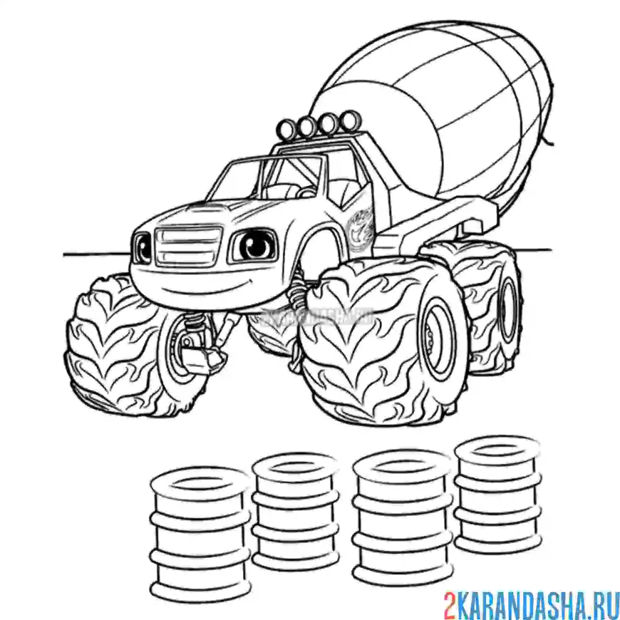 Раскраска вспыш бетономешалка