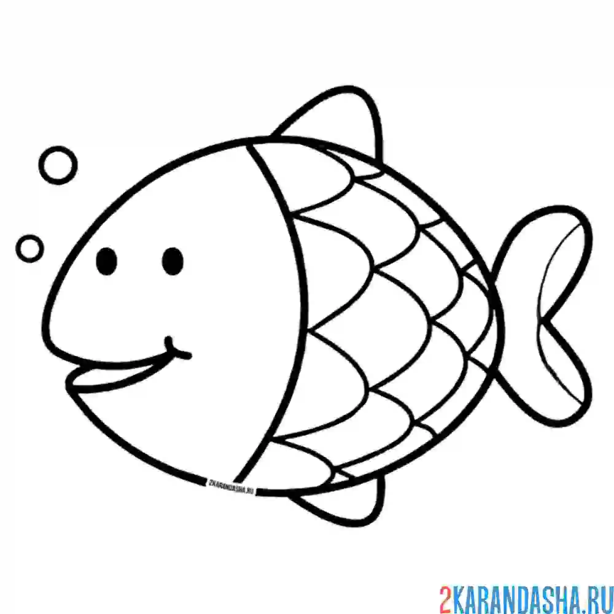 Раскраска рыбка плывет