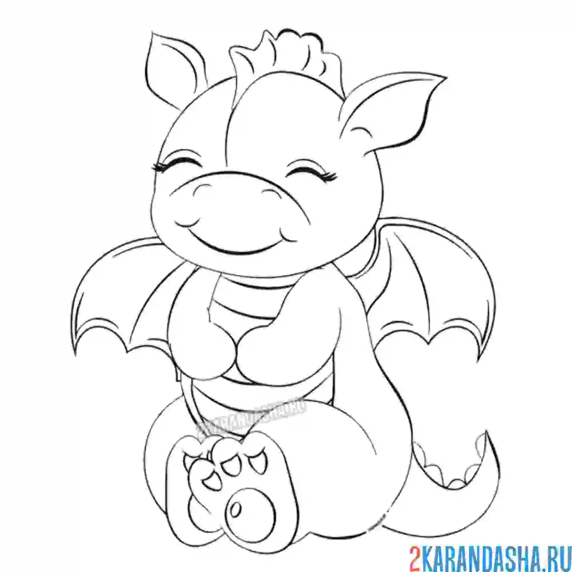 Раскраска дракошка супер-милый