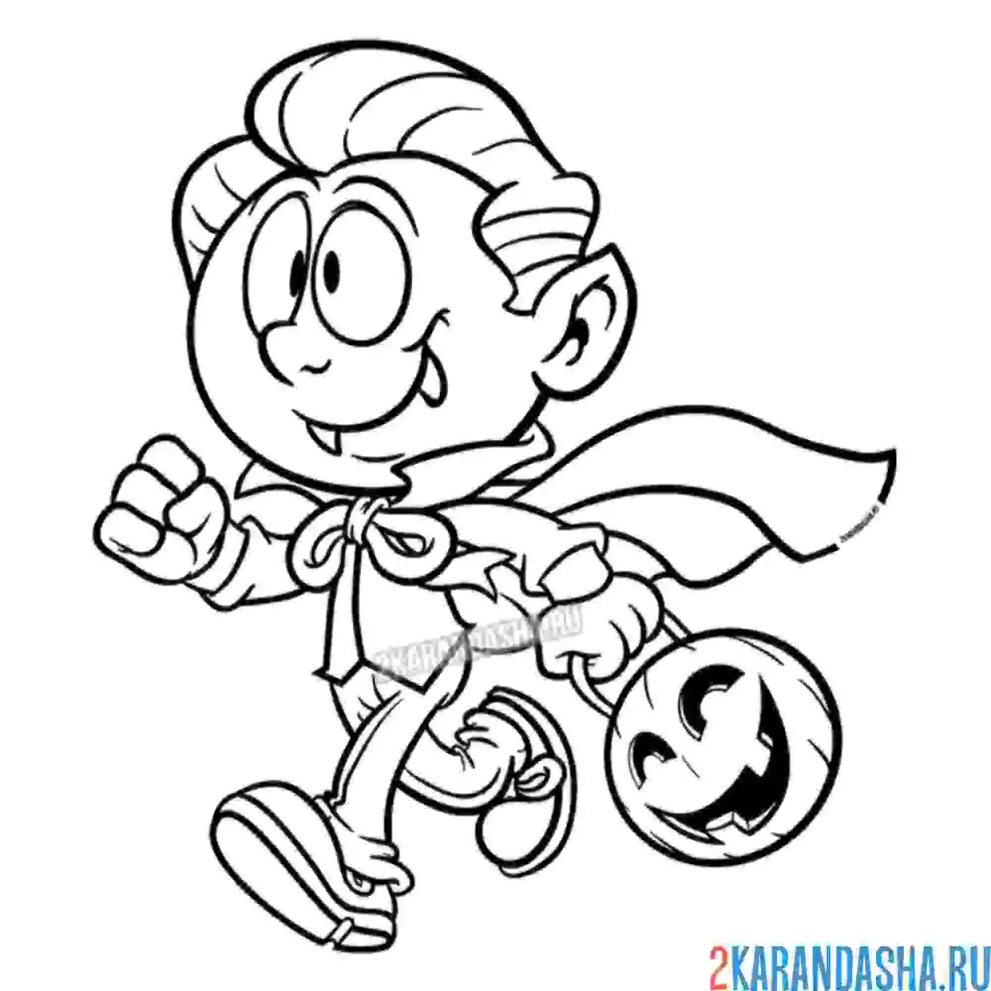 Раскраска мальчик в костюме дракулы