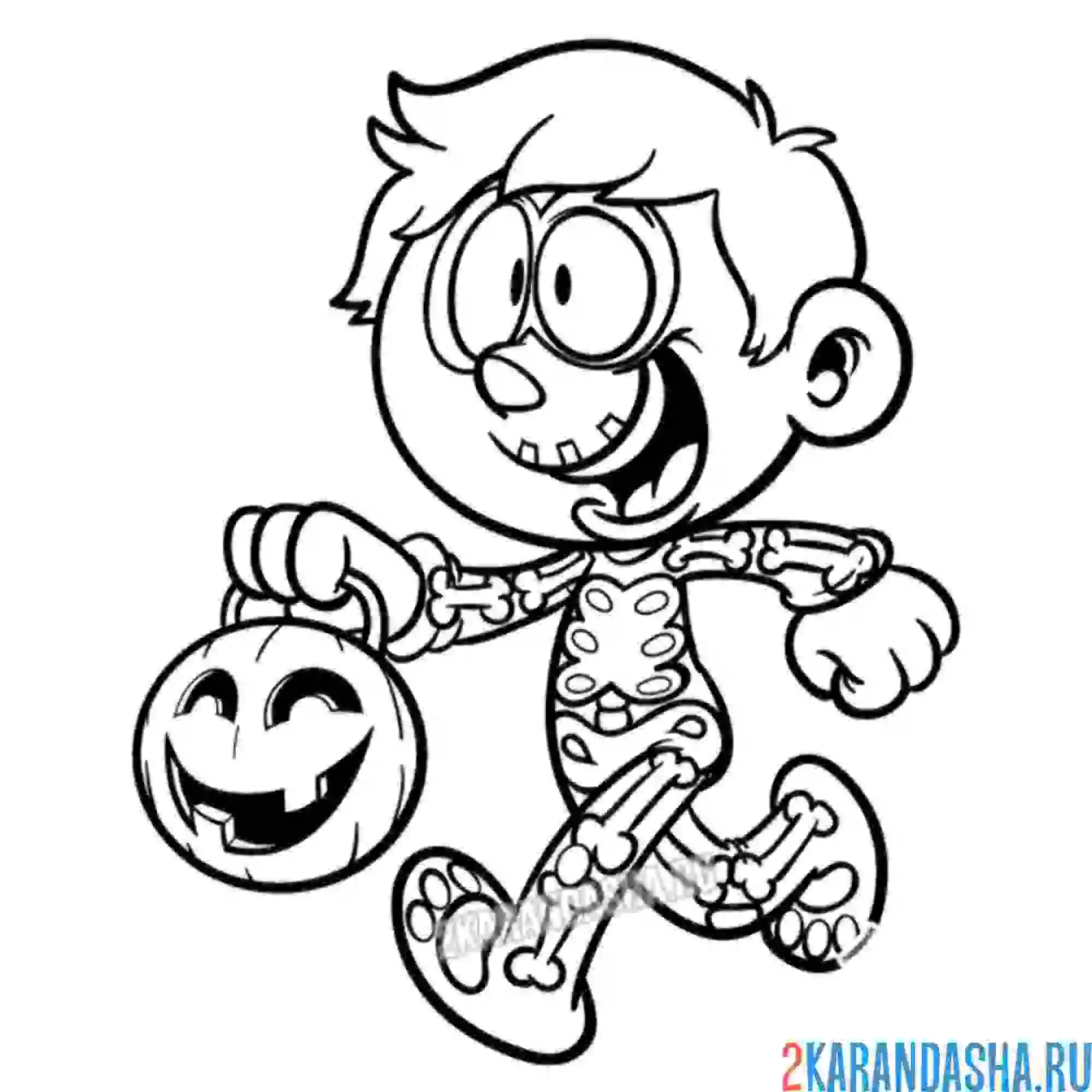 Раскраска в костюме скелета