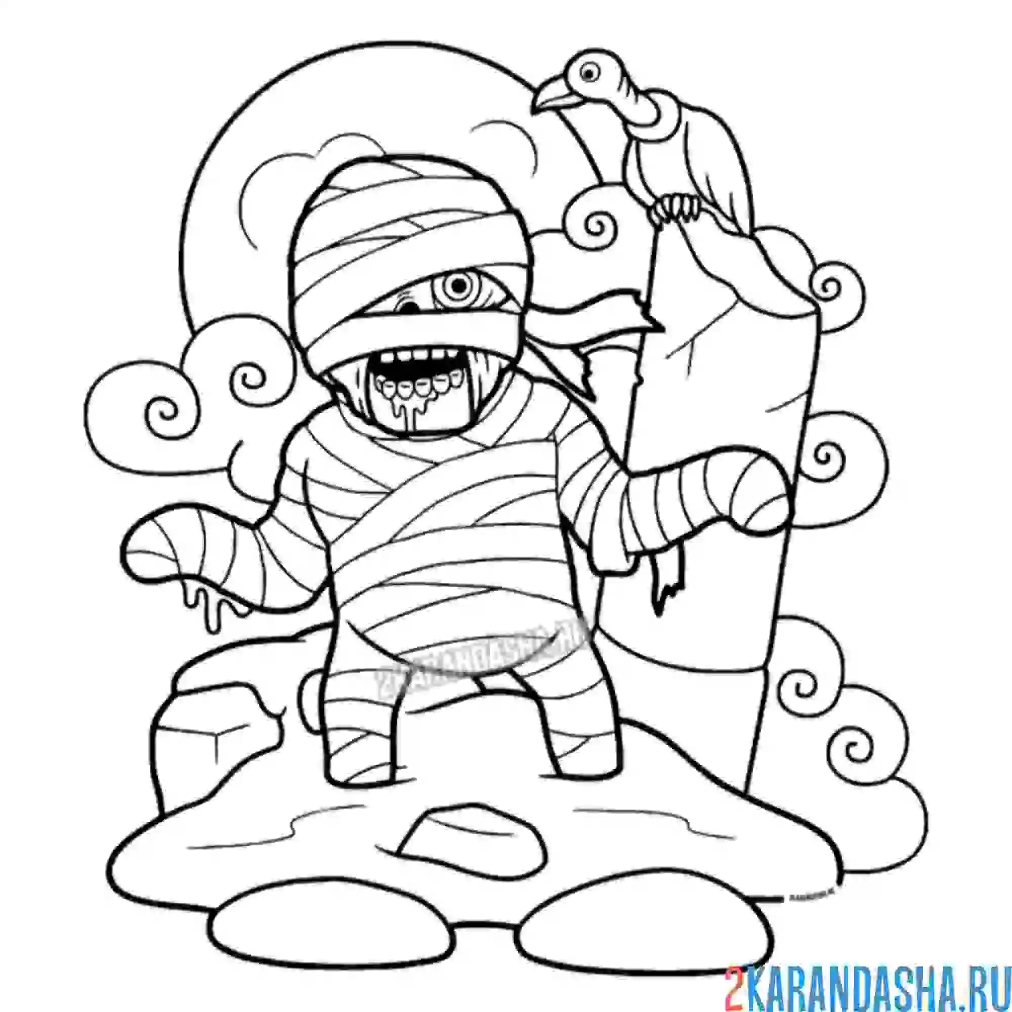 Раскраска мумия хэллоуин