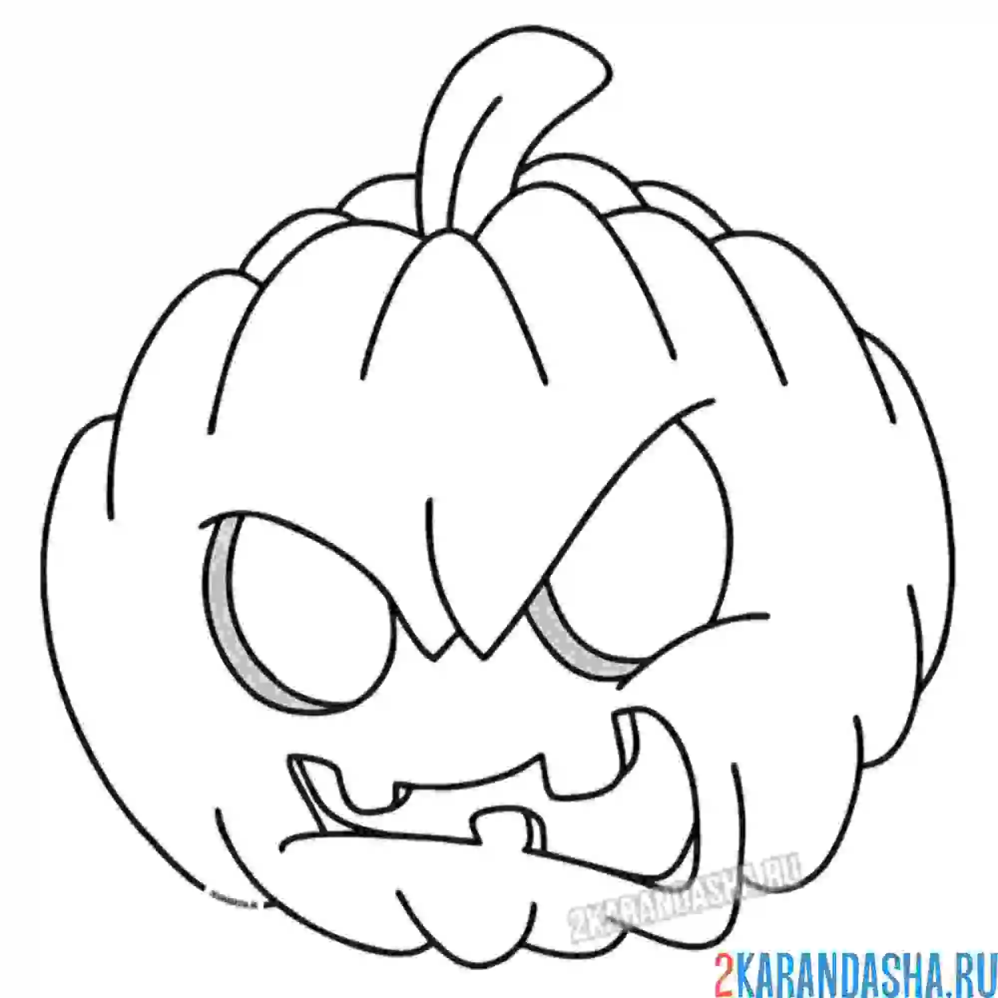 Раскраска злая тыква хэллоуин