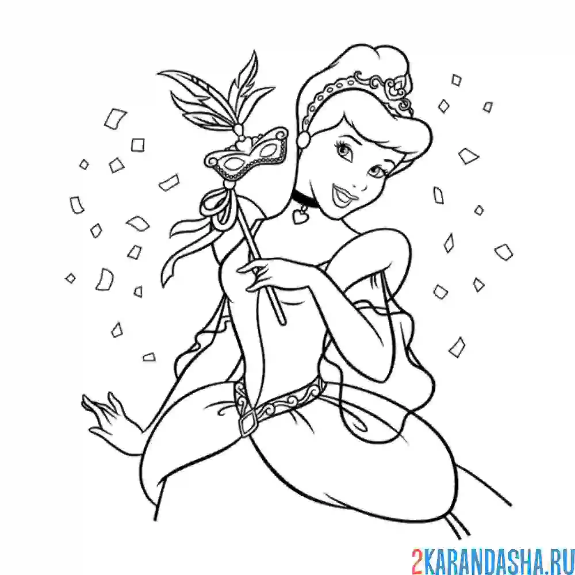 Раскраска золушка и маска