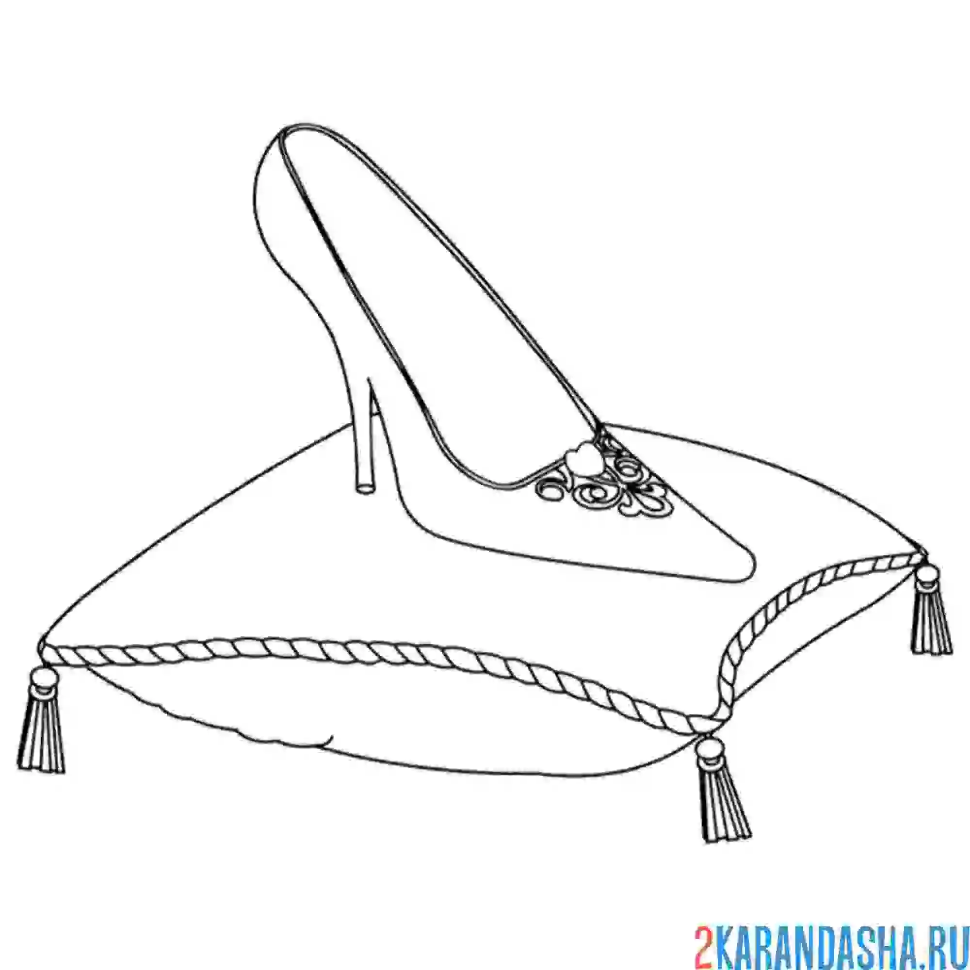Раскраска хрустальная туфелька золушки