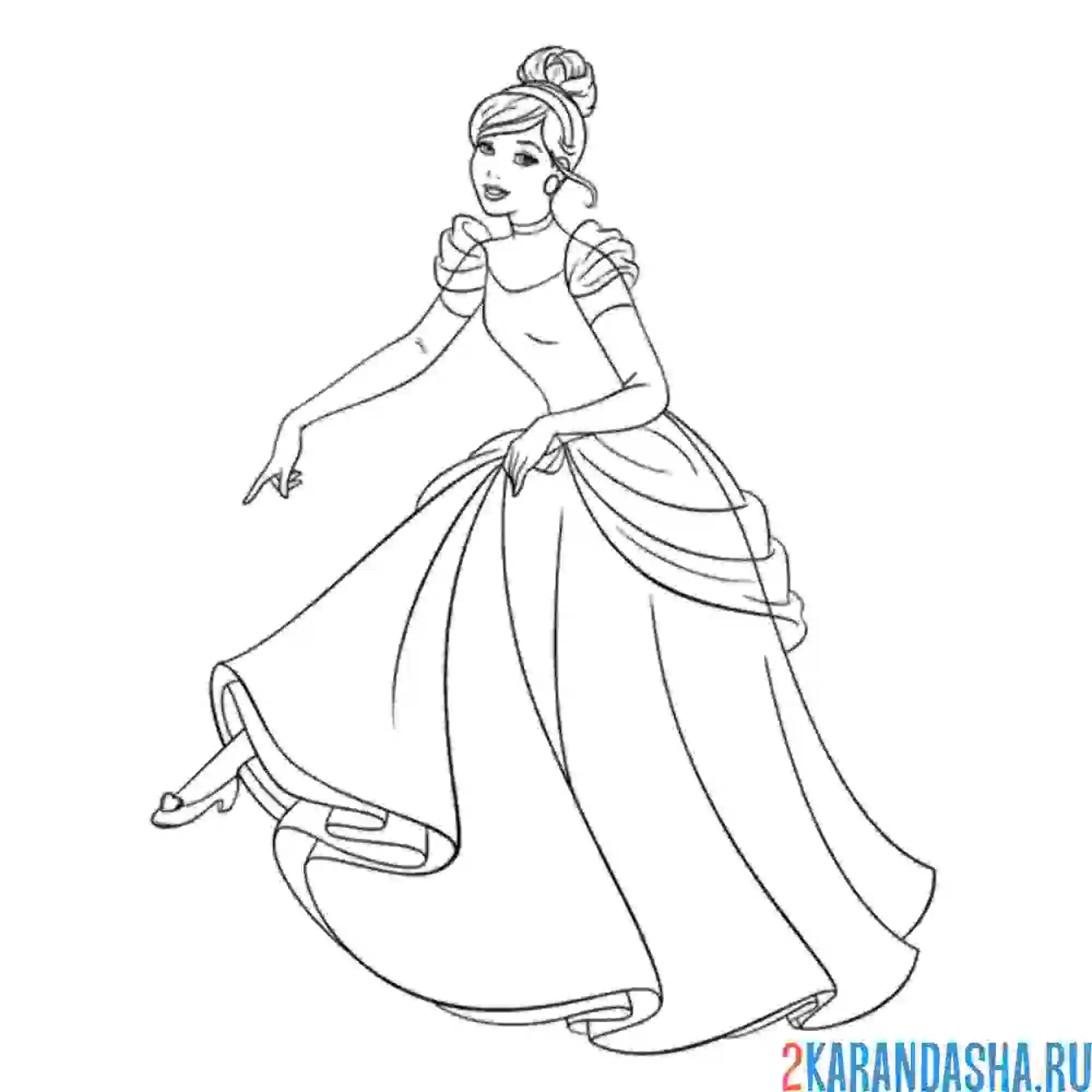 Раскраска золушка в туфлях