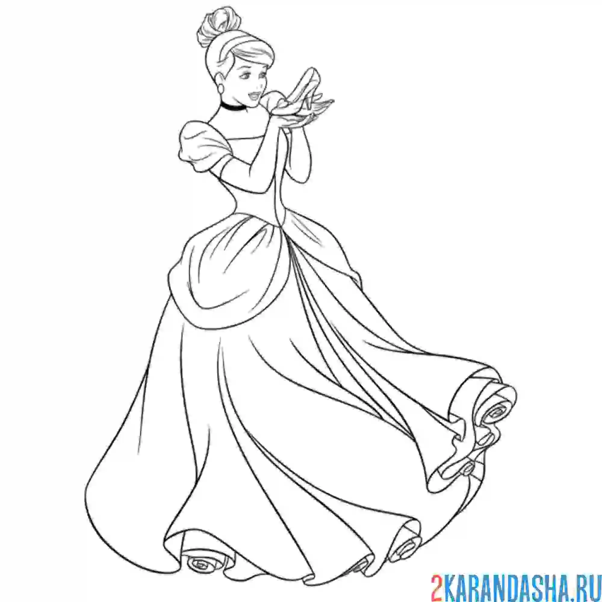 Раскраска золушка и хрустальная туфелька