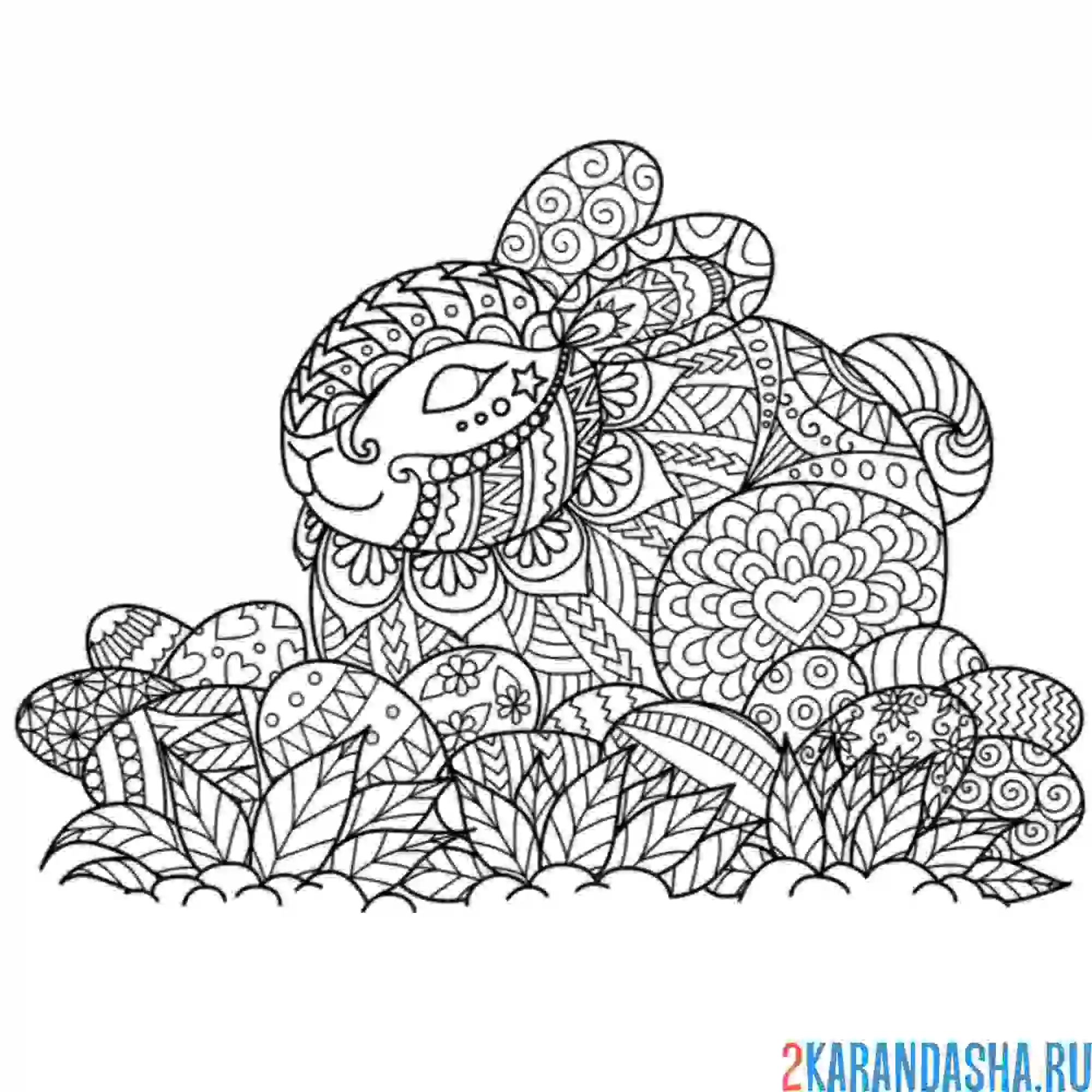 Раскраска зайчик на пасху