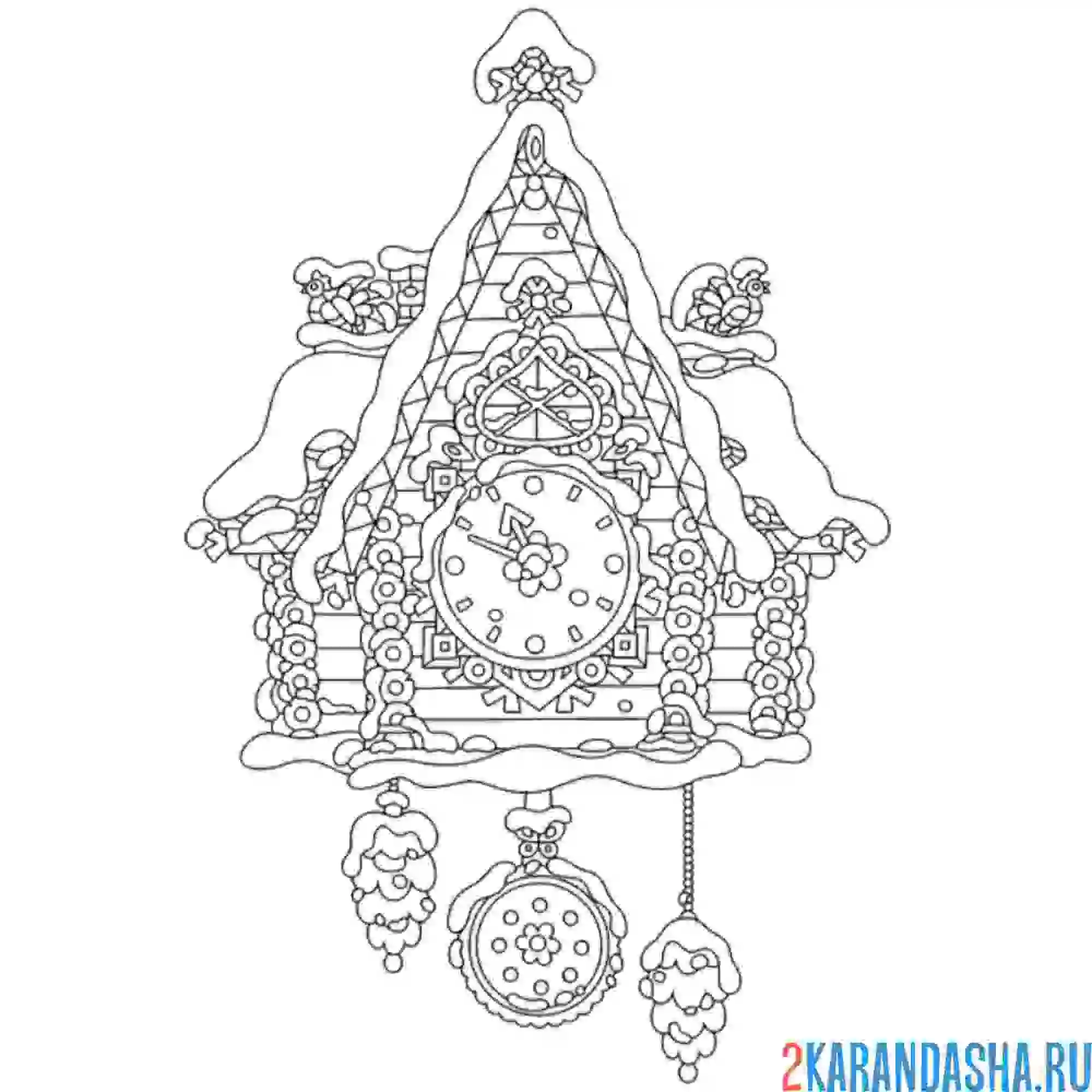 Раскраска часы в снегу