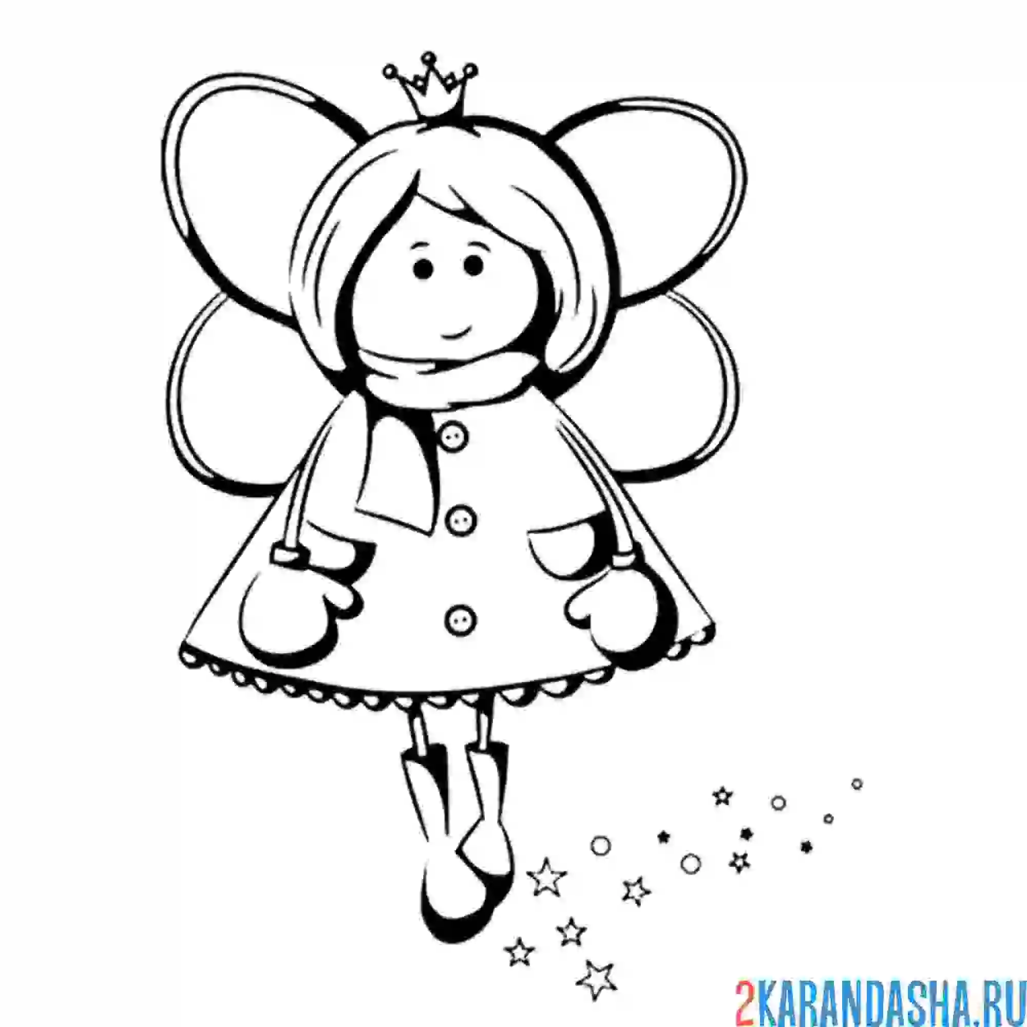 Раскраска фея в зимней одежде