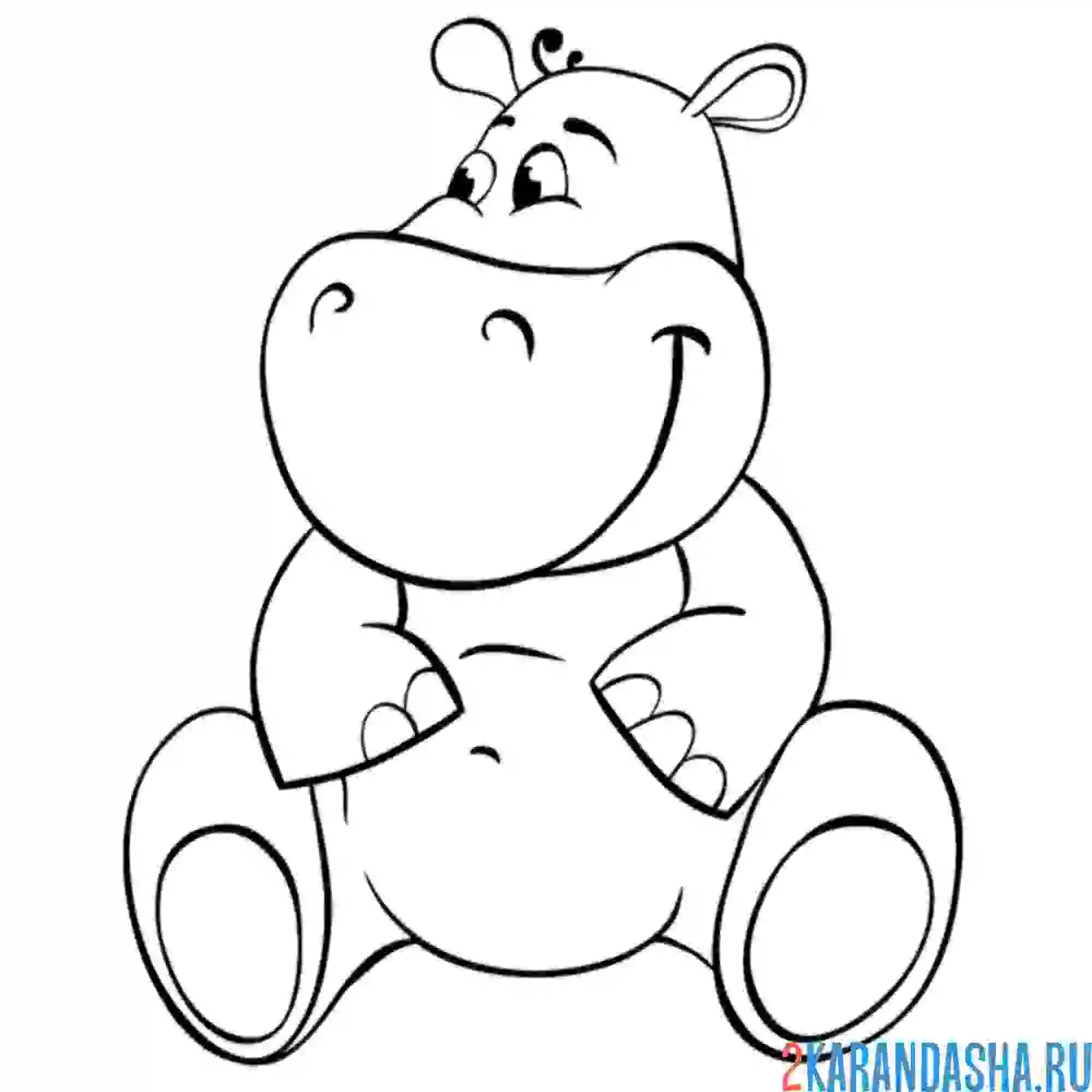 Раскраска милый бегемот
