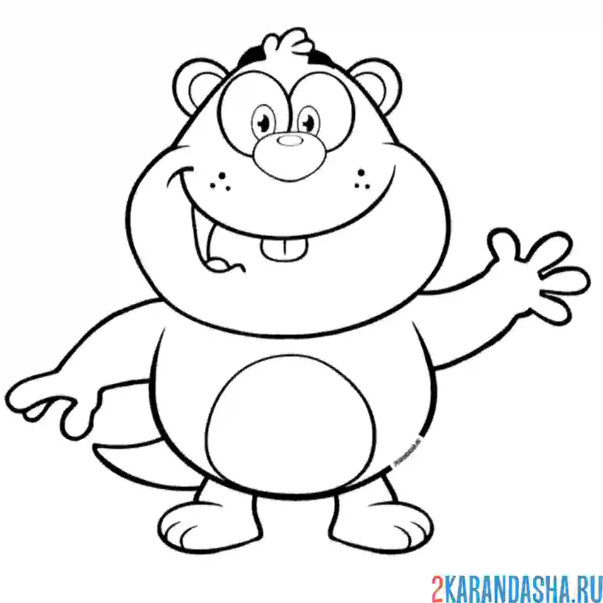 Раскраска мультяшный бобер