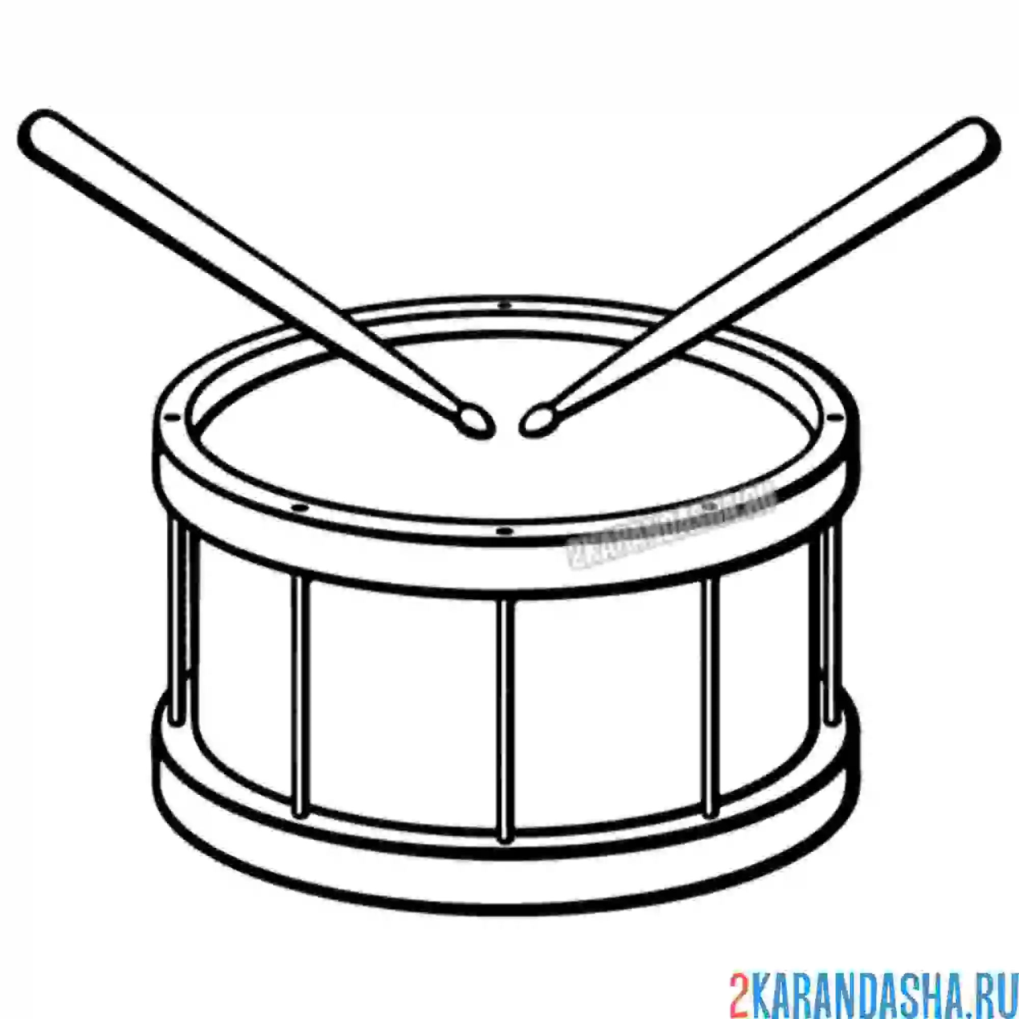 Раскраска барабан с палочками