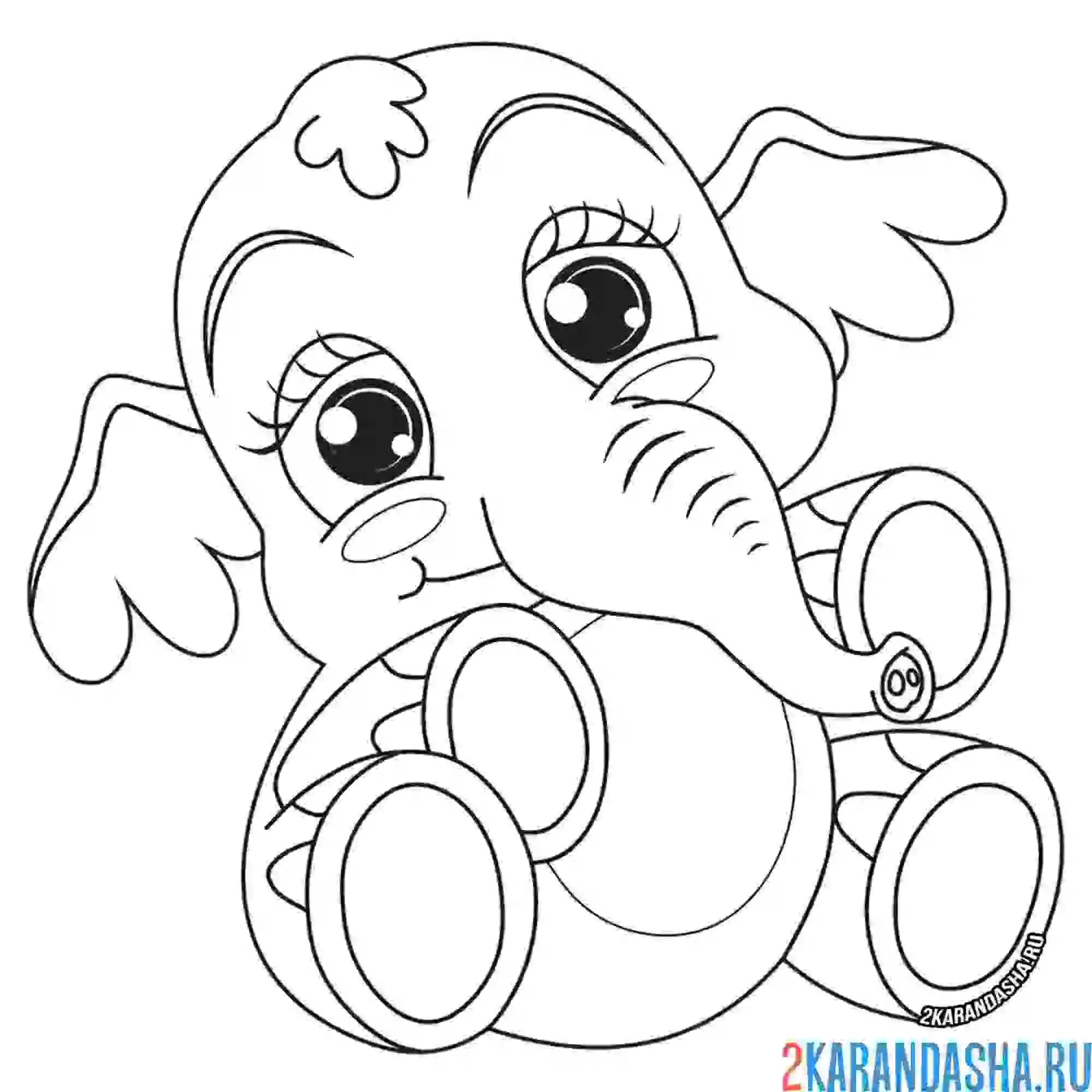 Раскраска ушастый слоненок