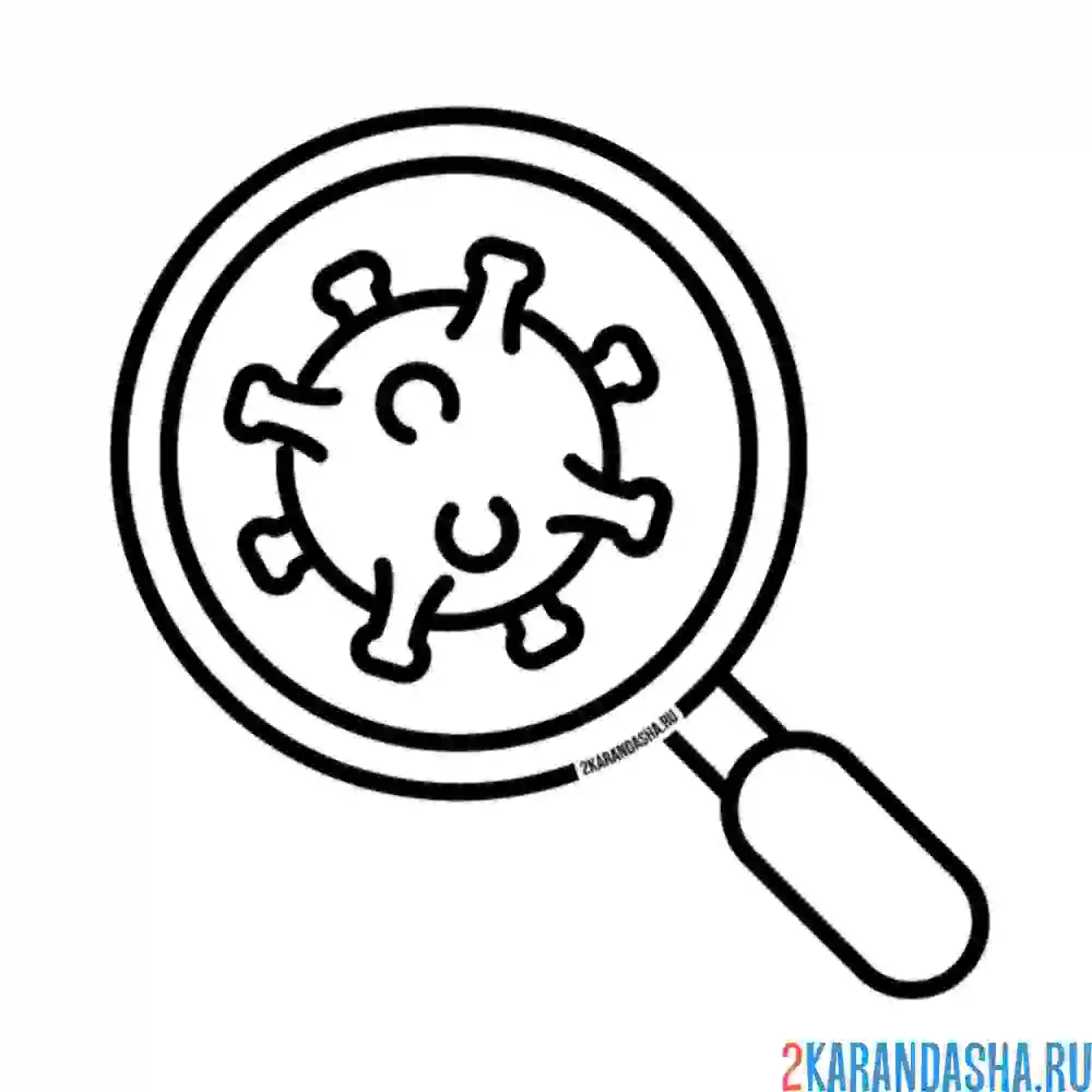 Раскраска вирус под лупой