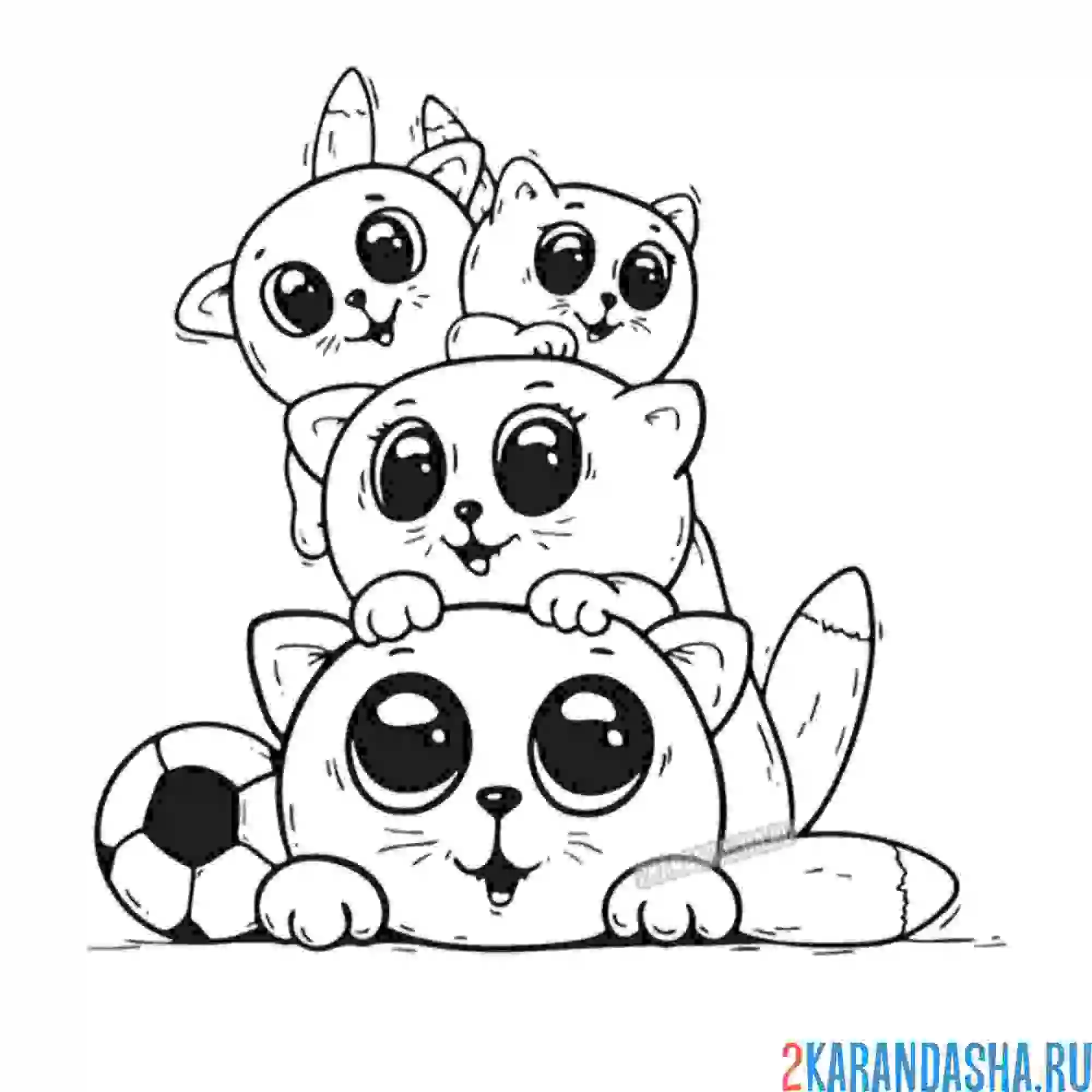 Раскраска котики семья