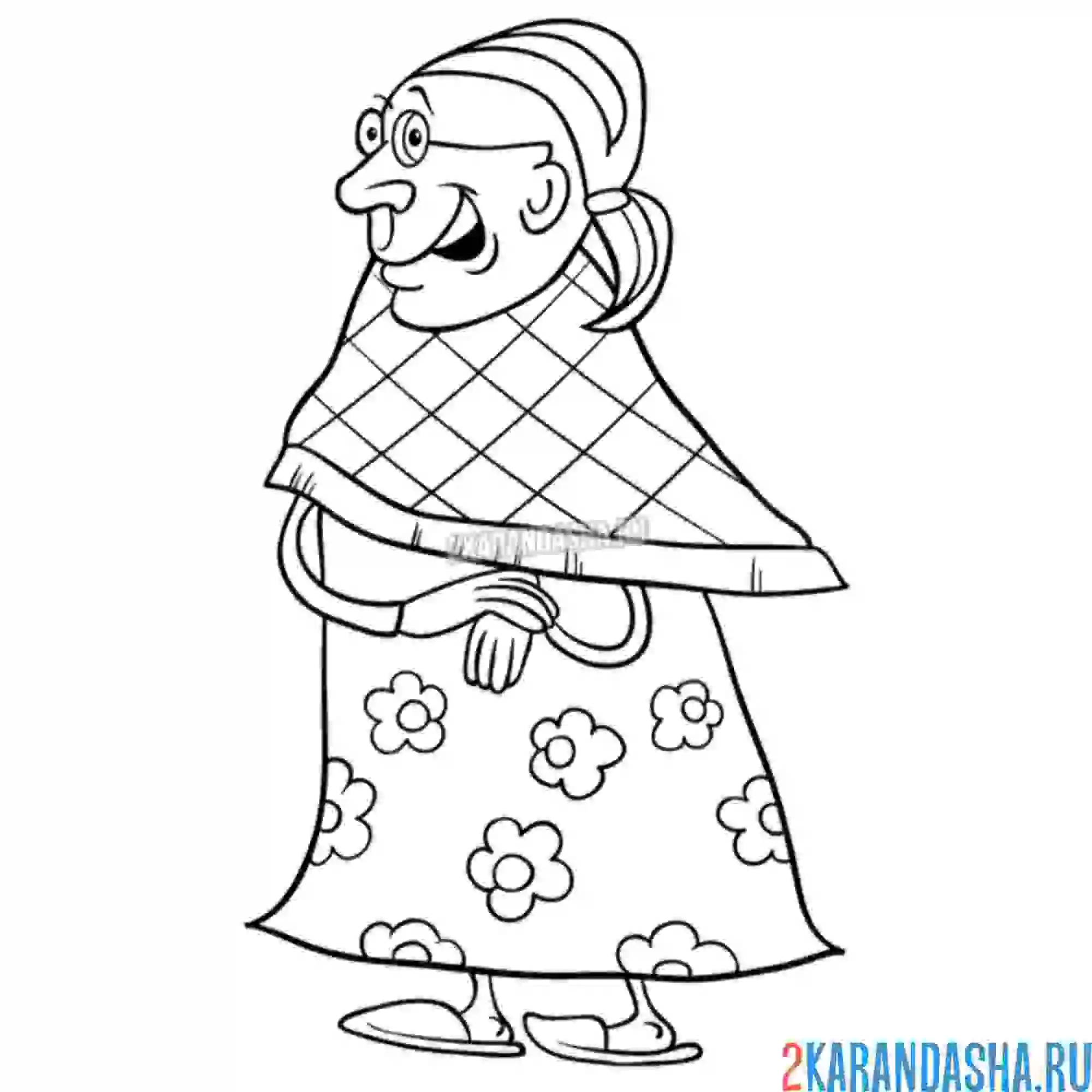 Раскраска любимая бабушка