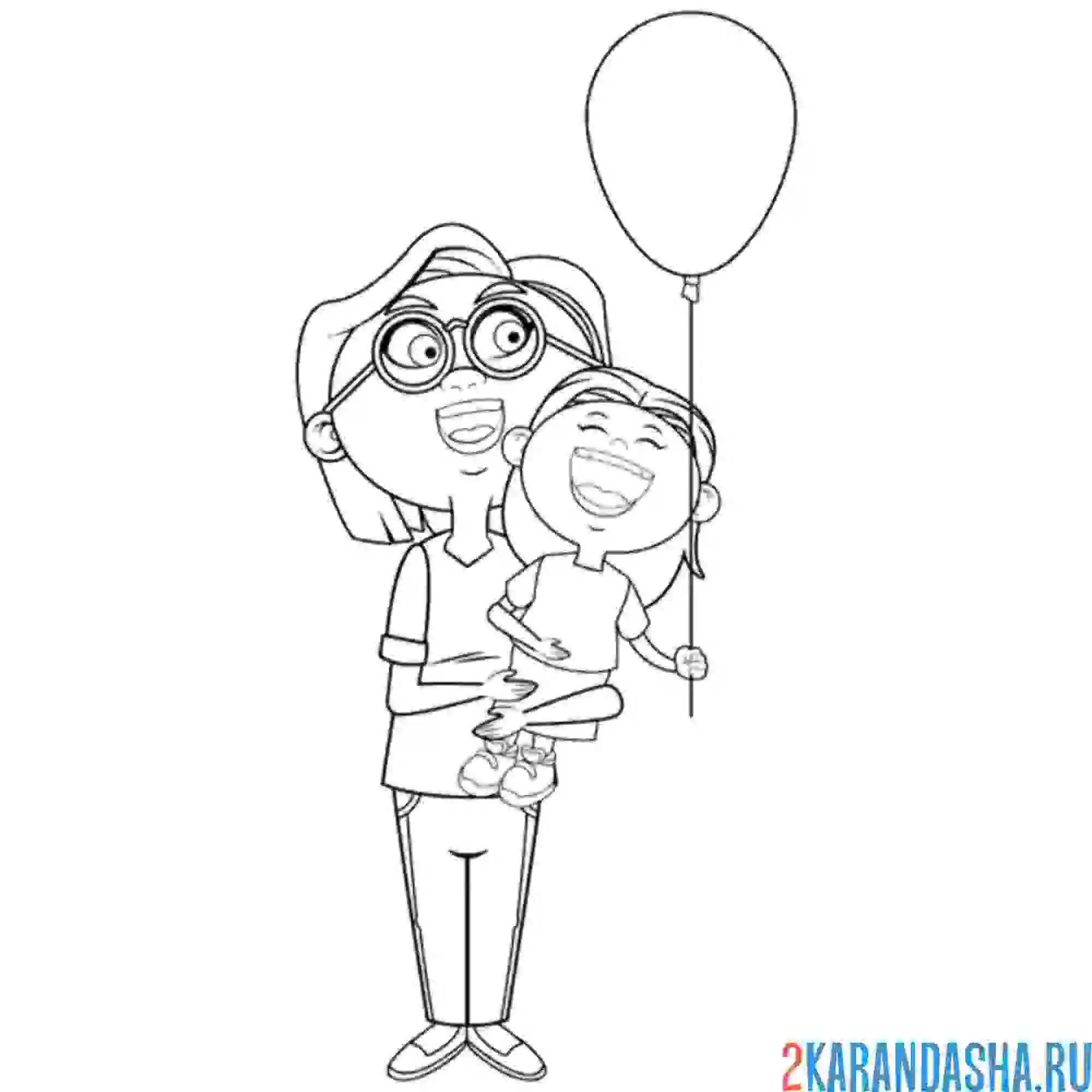 Раскраска бабушка и внучка