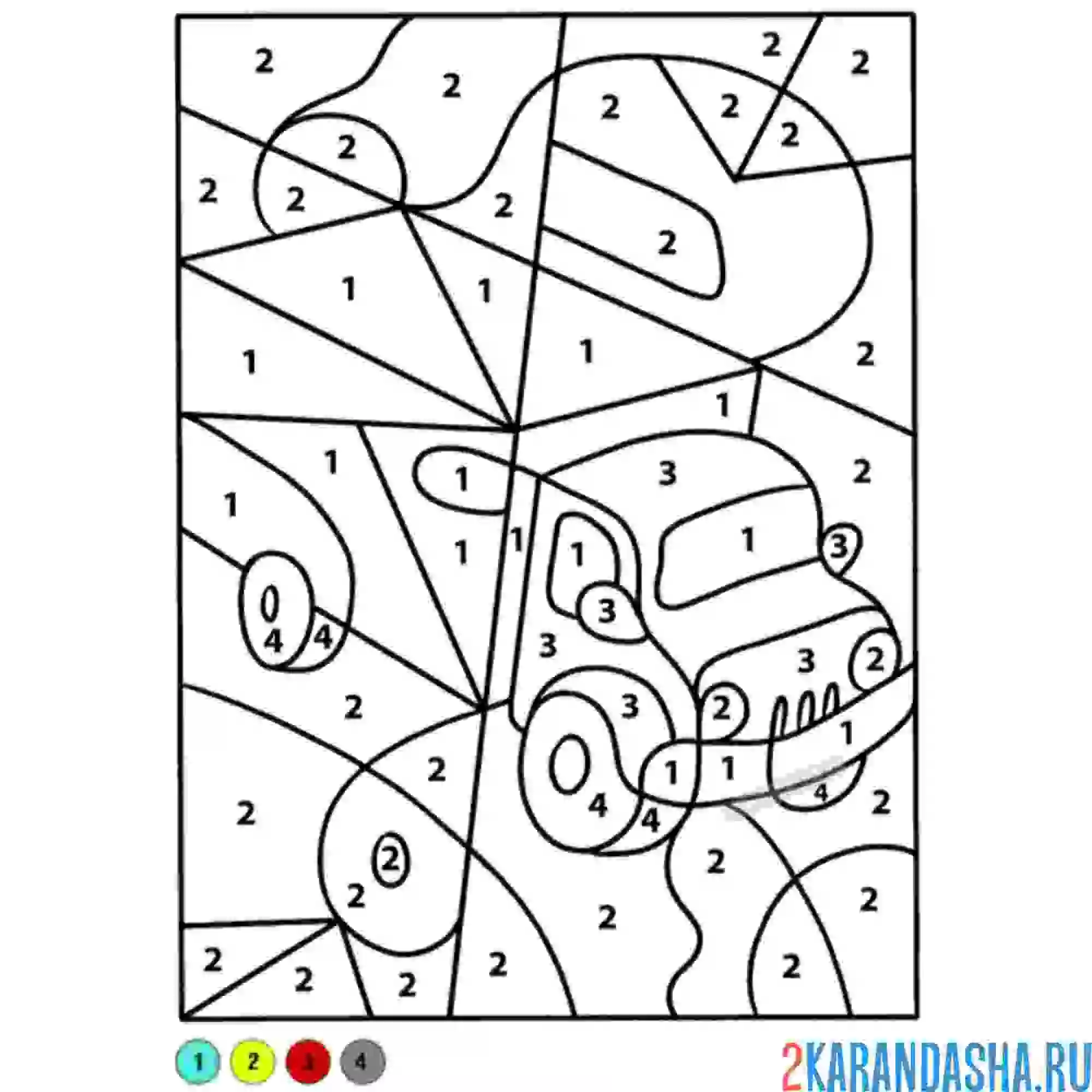 Раскраска по номерам: машинка грузовик