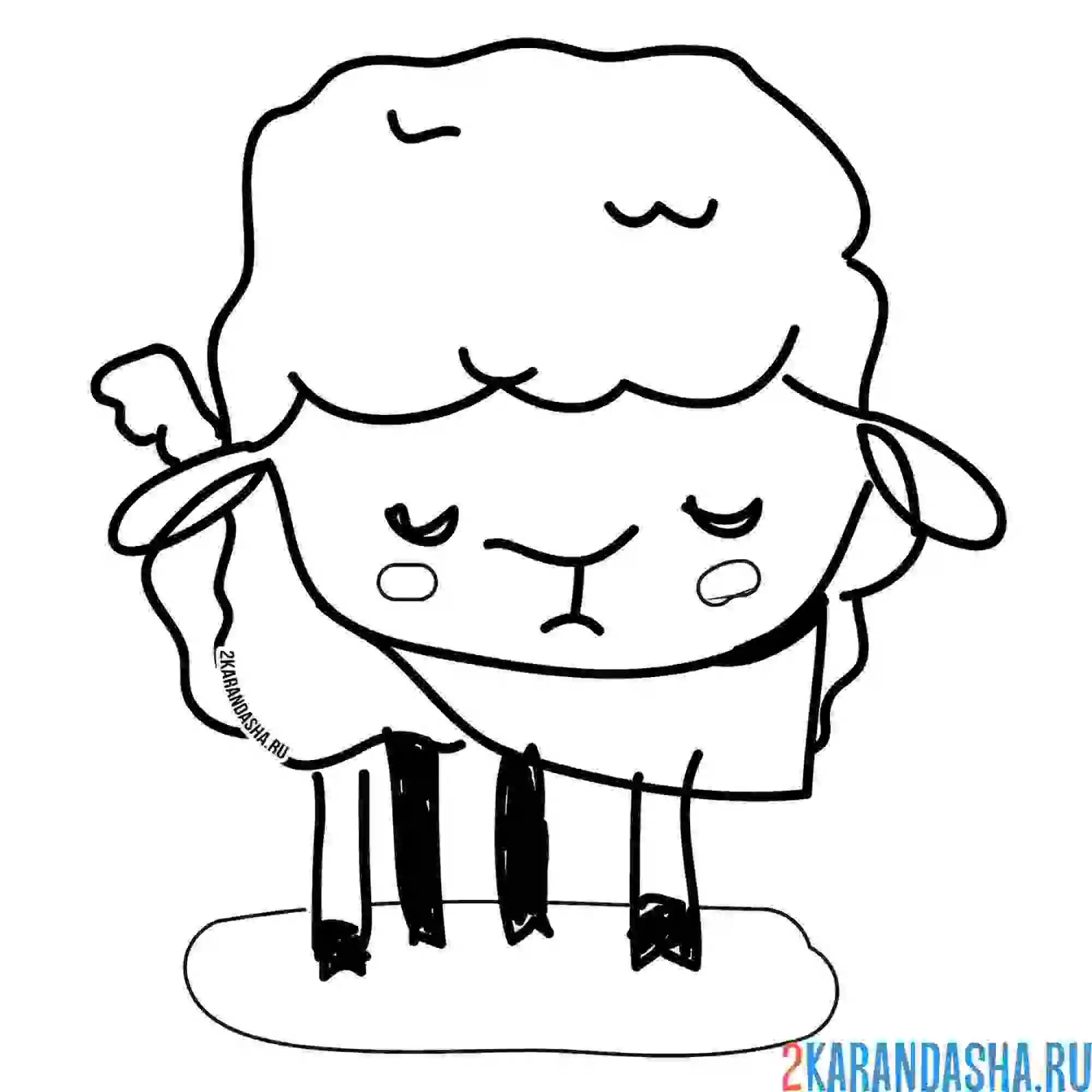 Раскраска спящая овечка