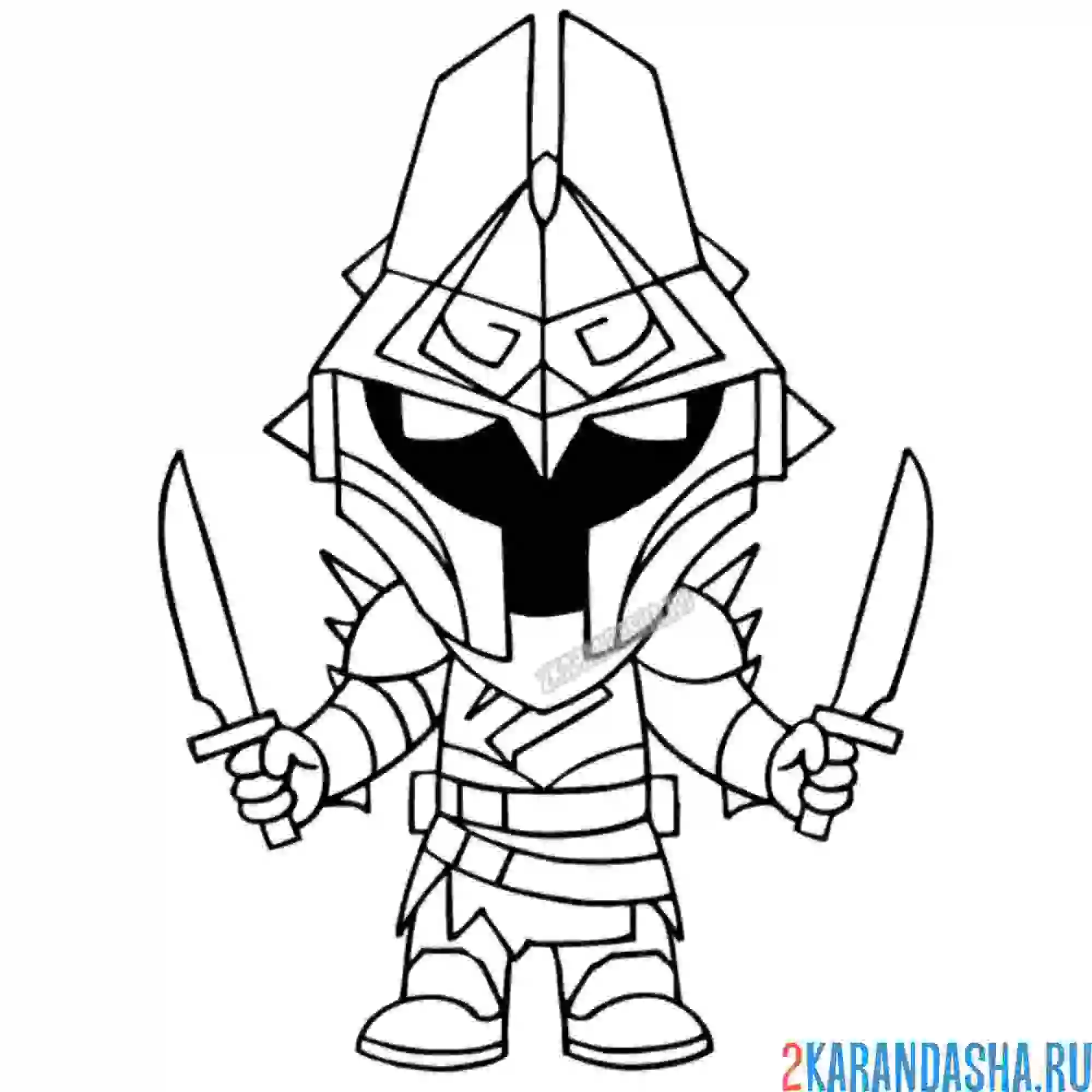 Раскраска рыцарь скин