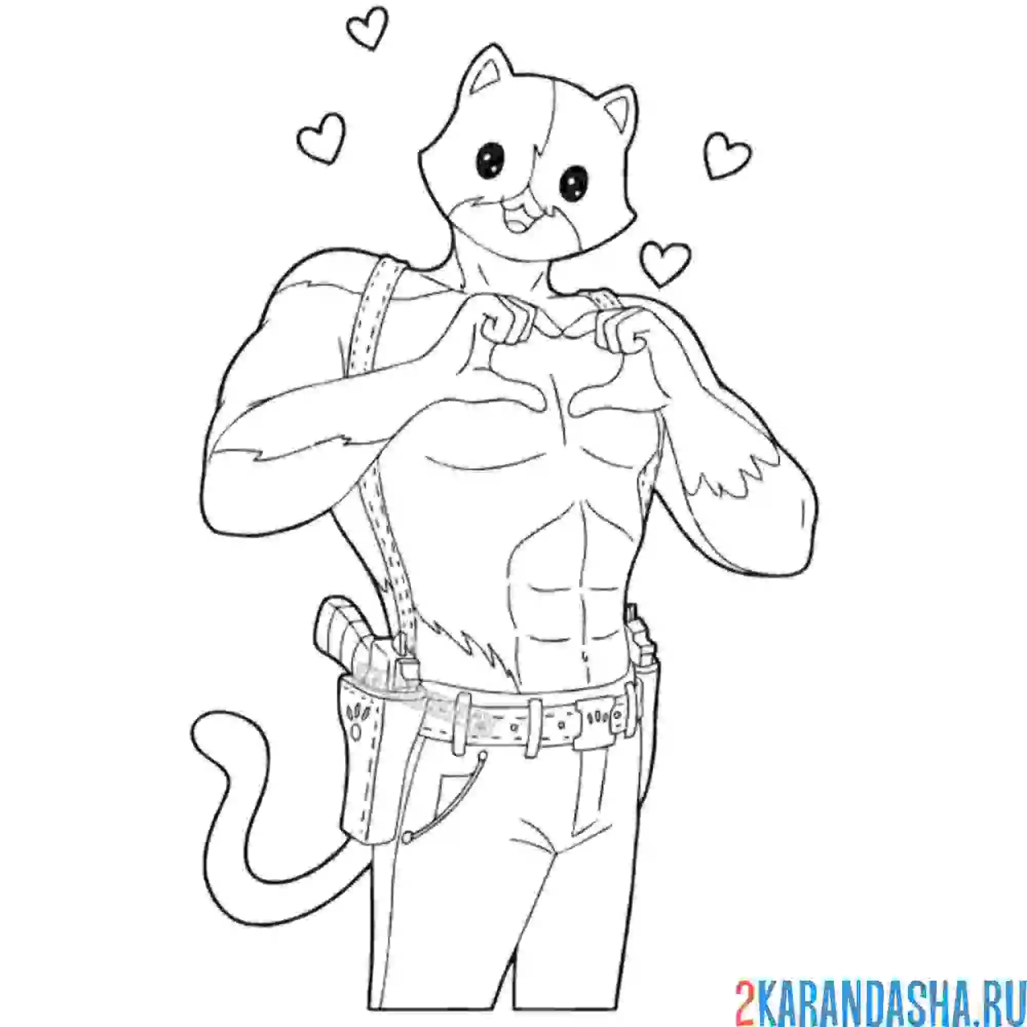 Раскраска брутальный кот meowscles