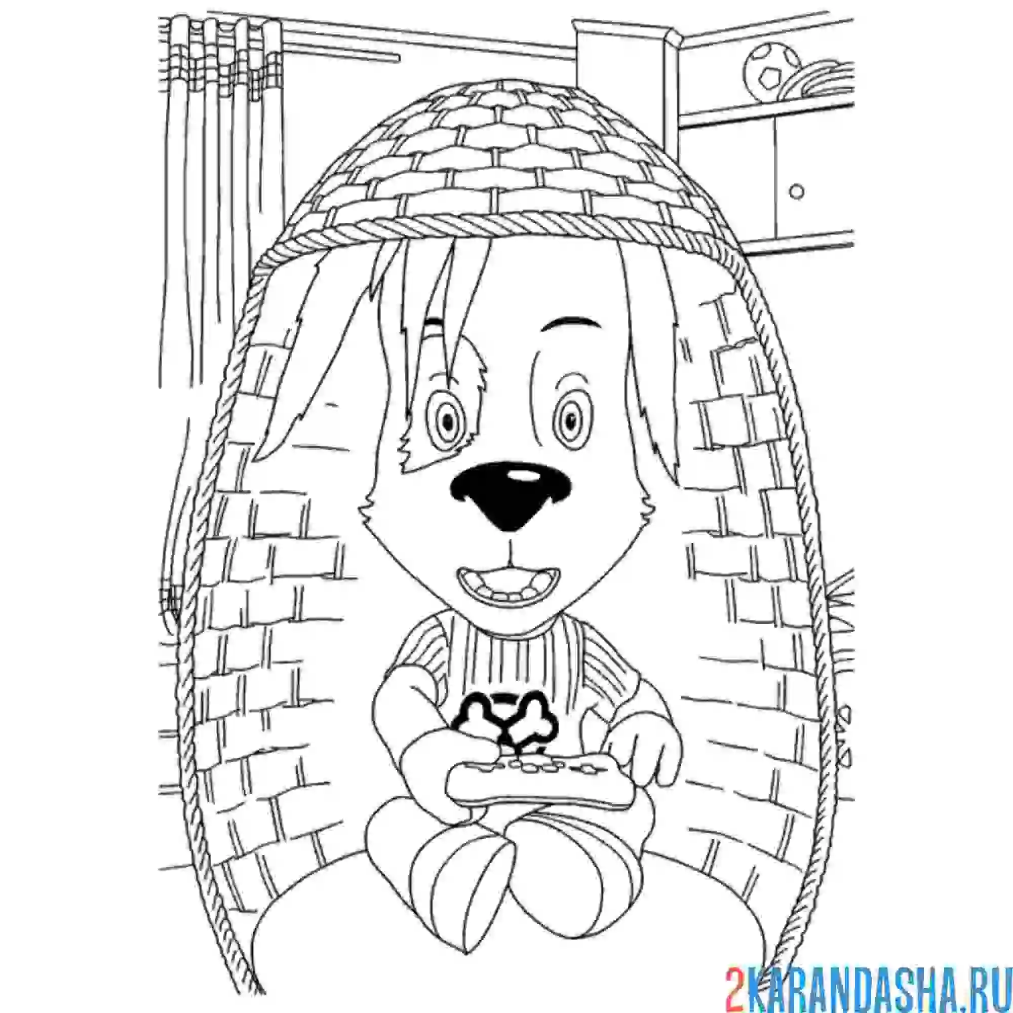 Раскраска дружок играет в приставку