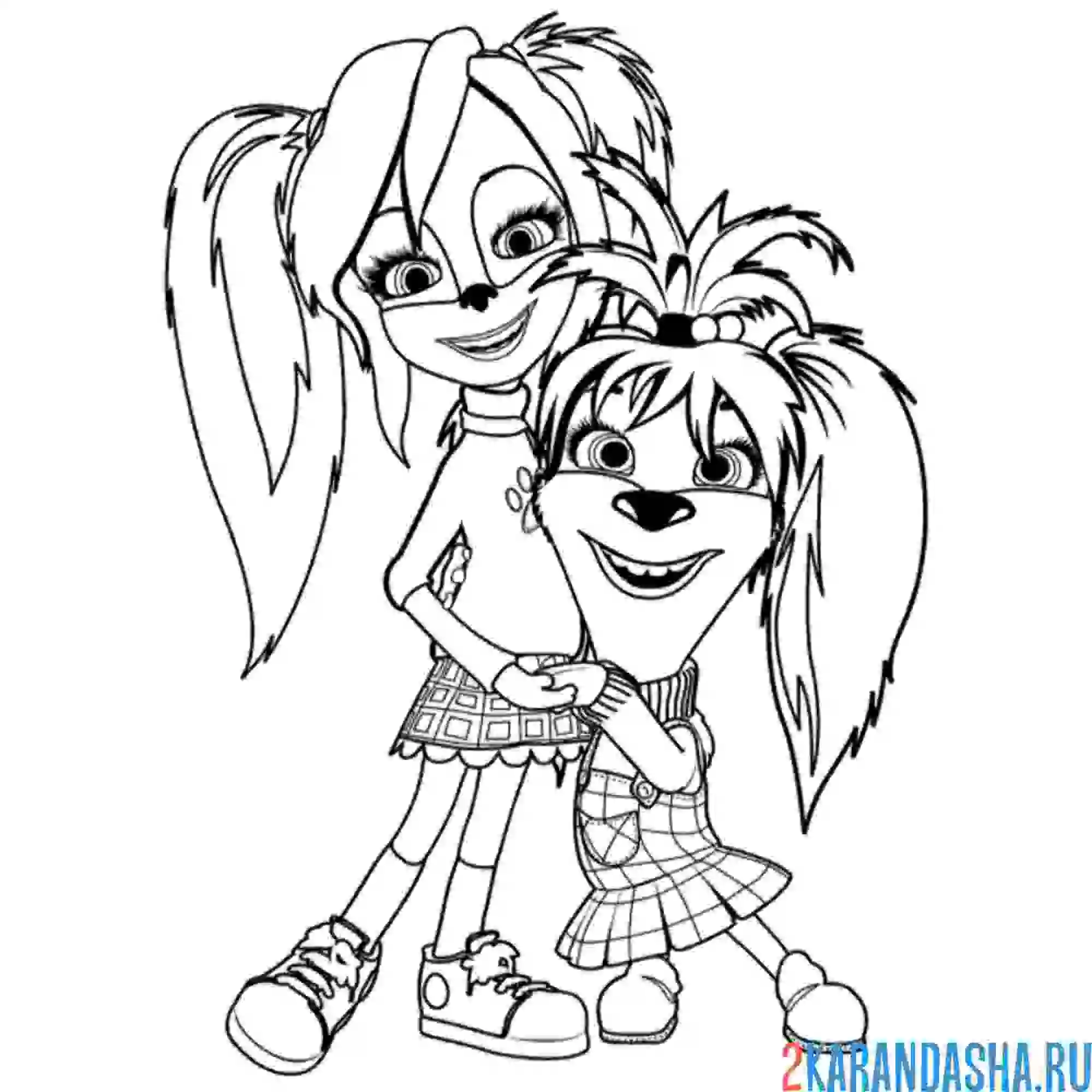 Раскраска лиза и роза барбоскины