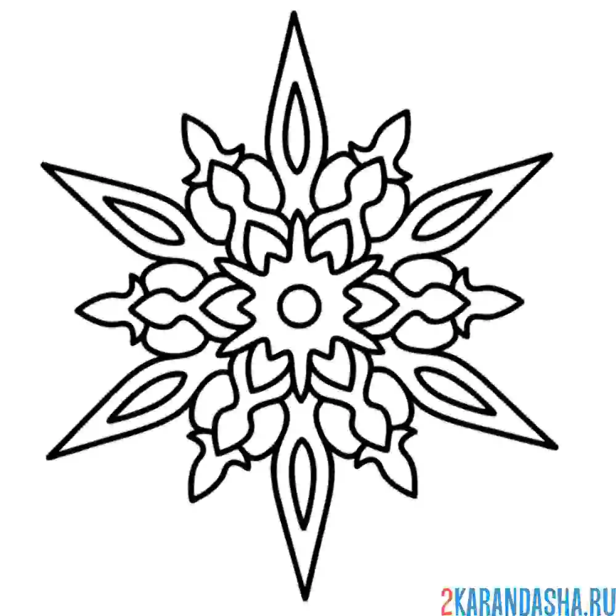 Раскраска снежинка с острыми углами