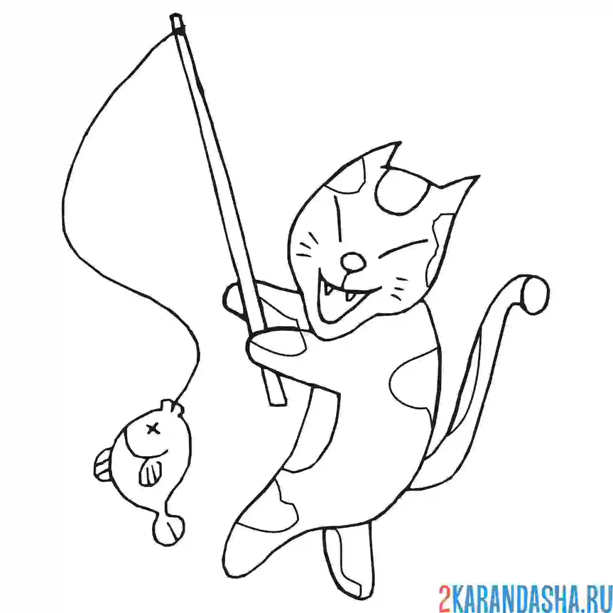 Раскраска кот-рыболов