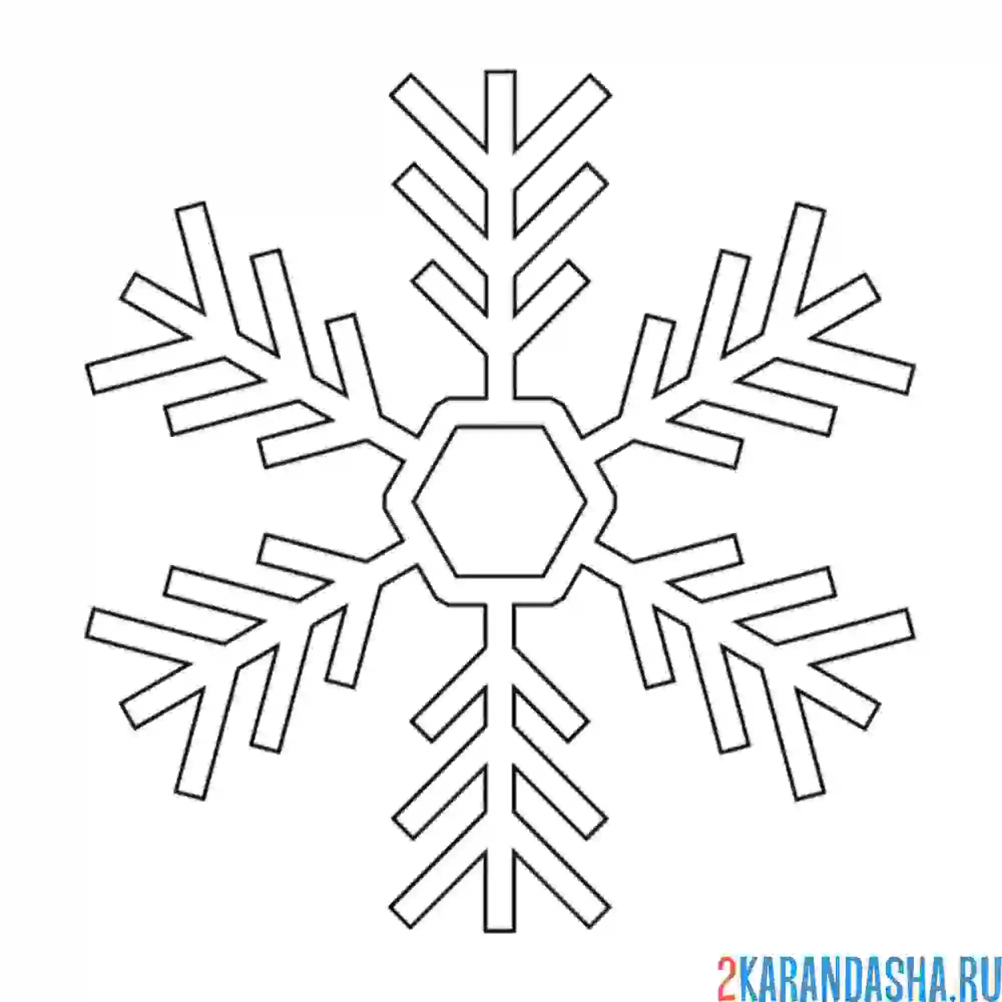 Раскраска простая снежинка