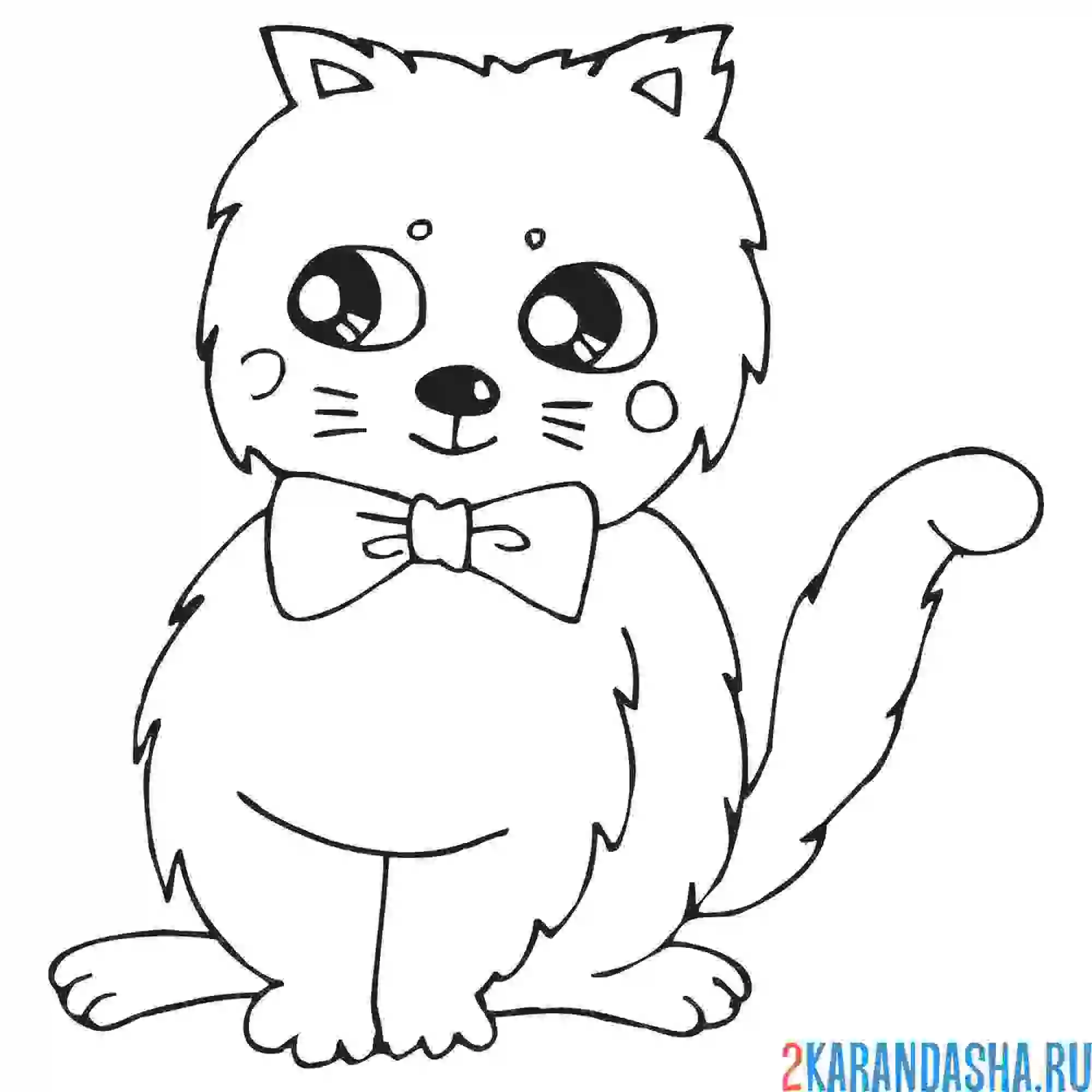 Раскраска кот в бабочке