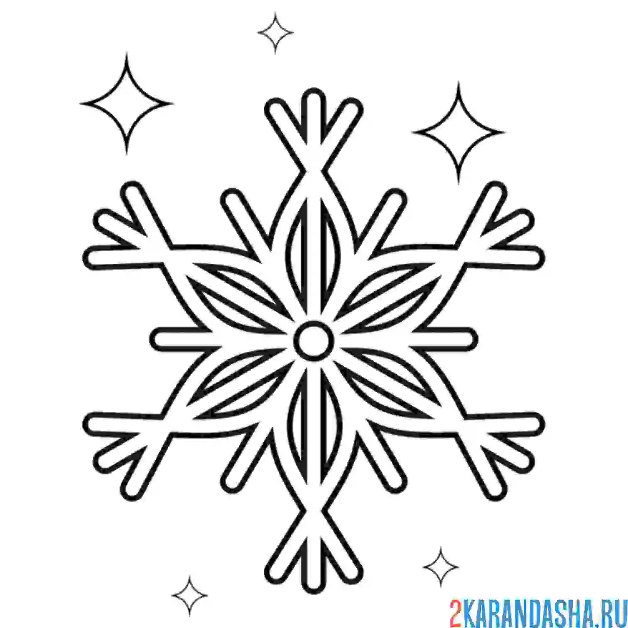Раскраска мягкие линии снежинки