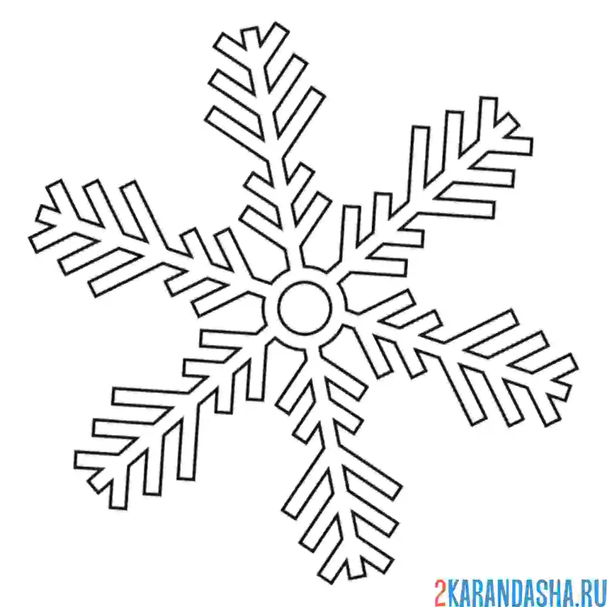 Раскраска простой формы снежинка