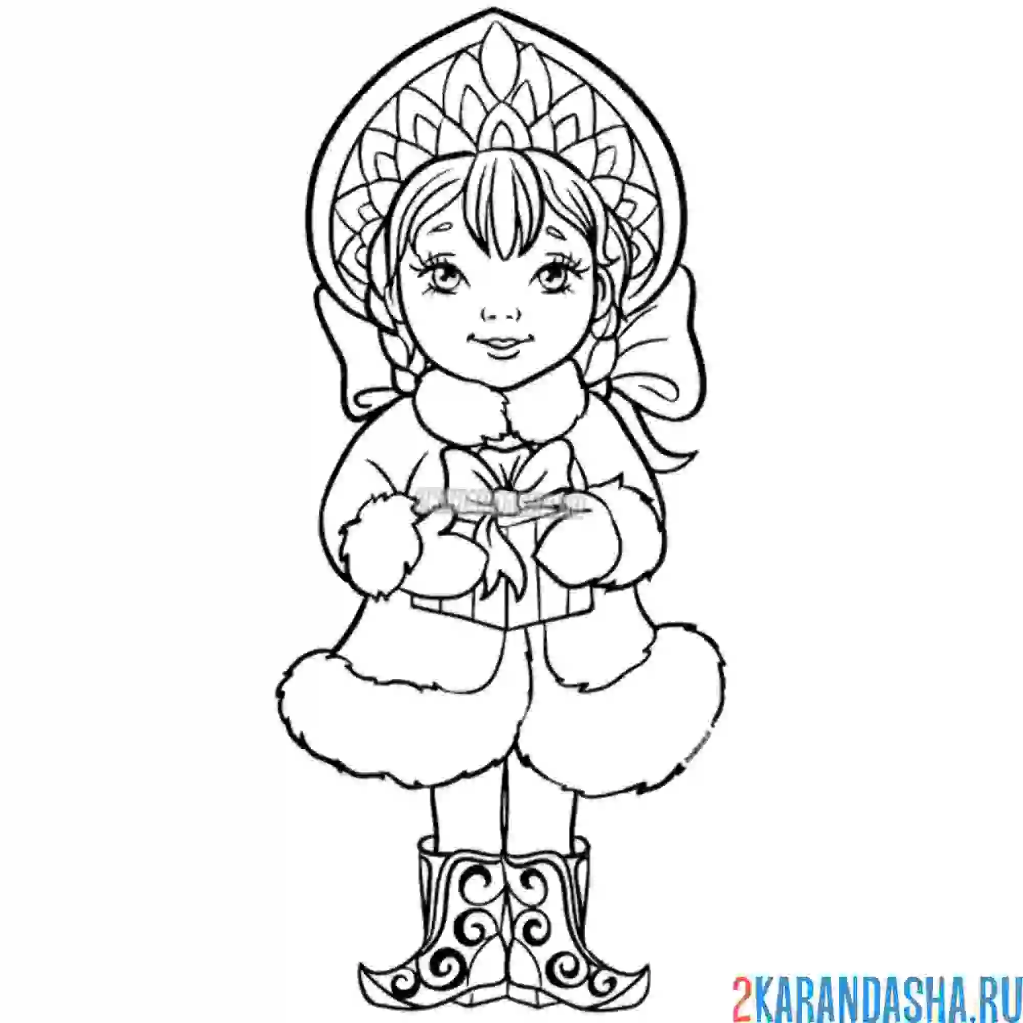 Раскраска с подарком в руках