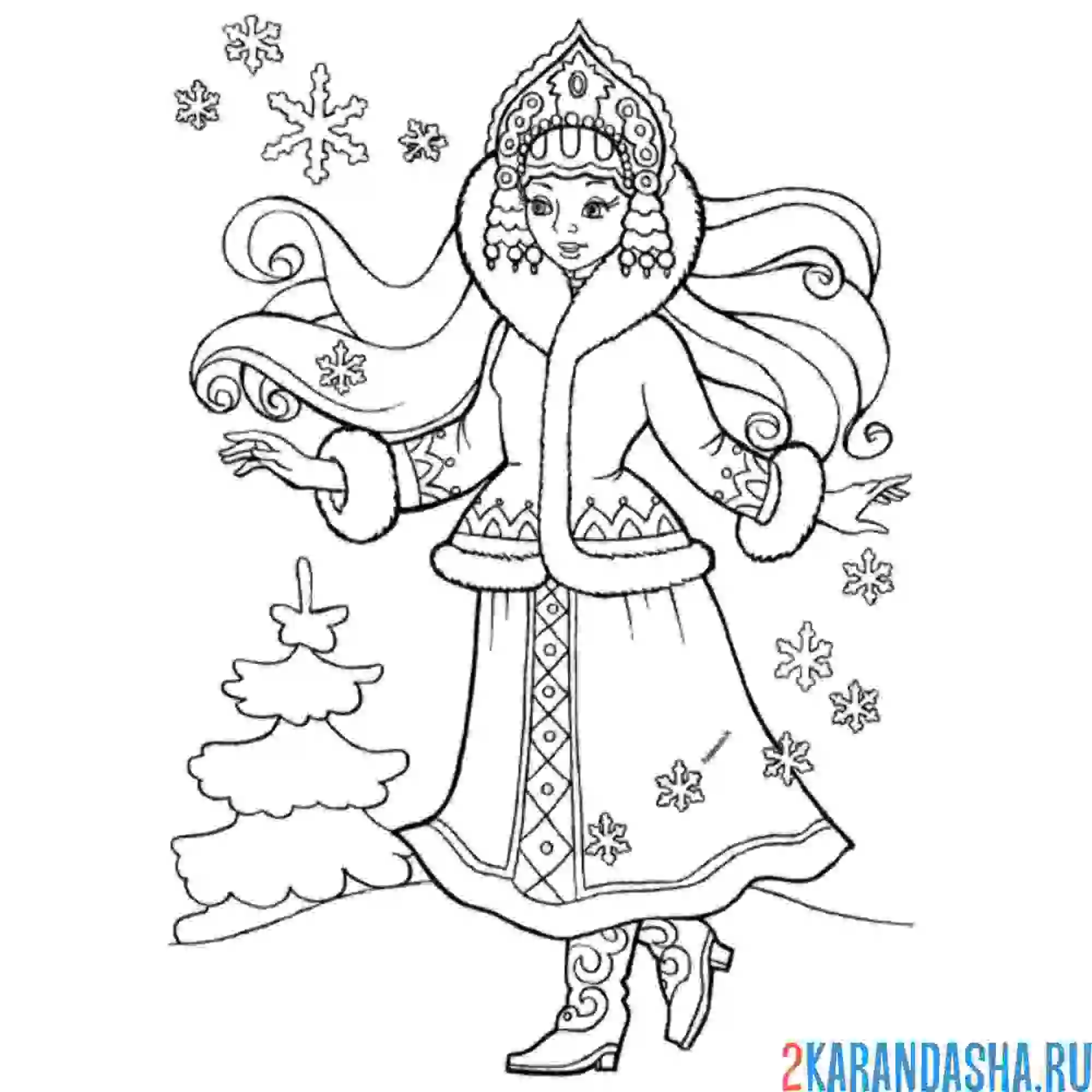 Раскраска в снежном лесу