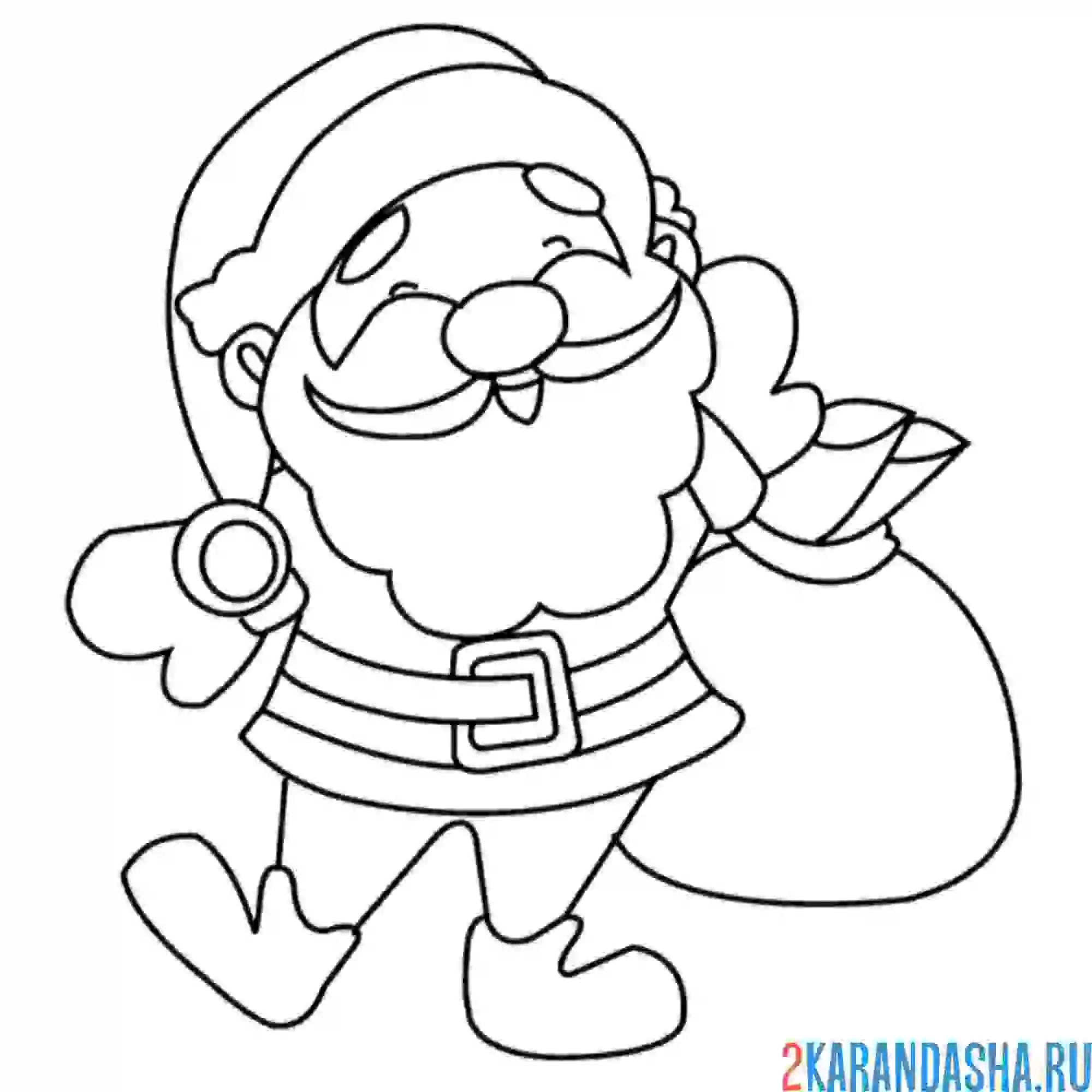 Раскраска дед мороз держит мешок