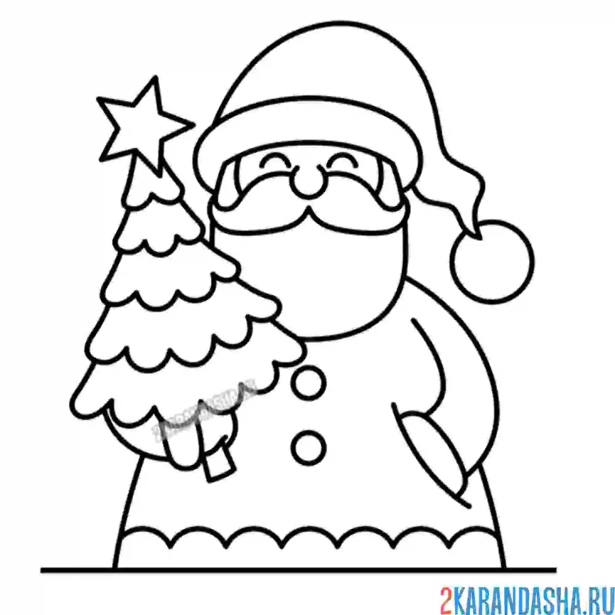 Раскраска рисунок деда мороза