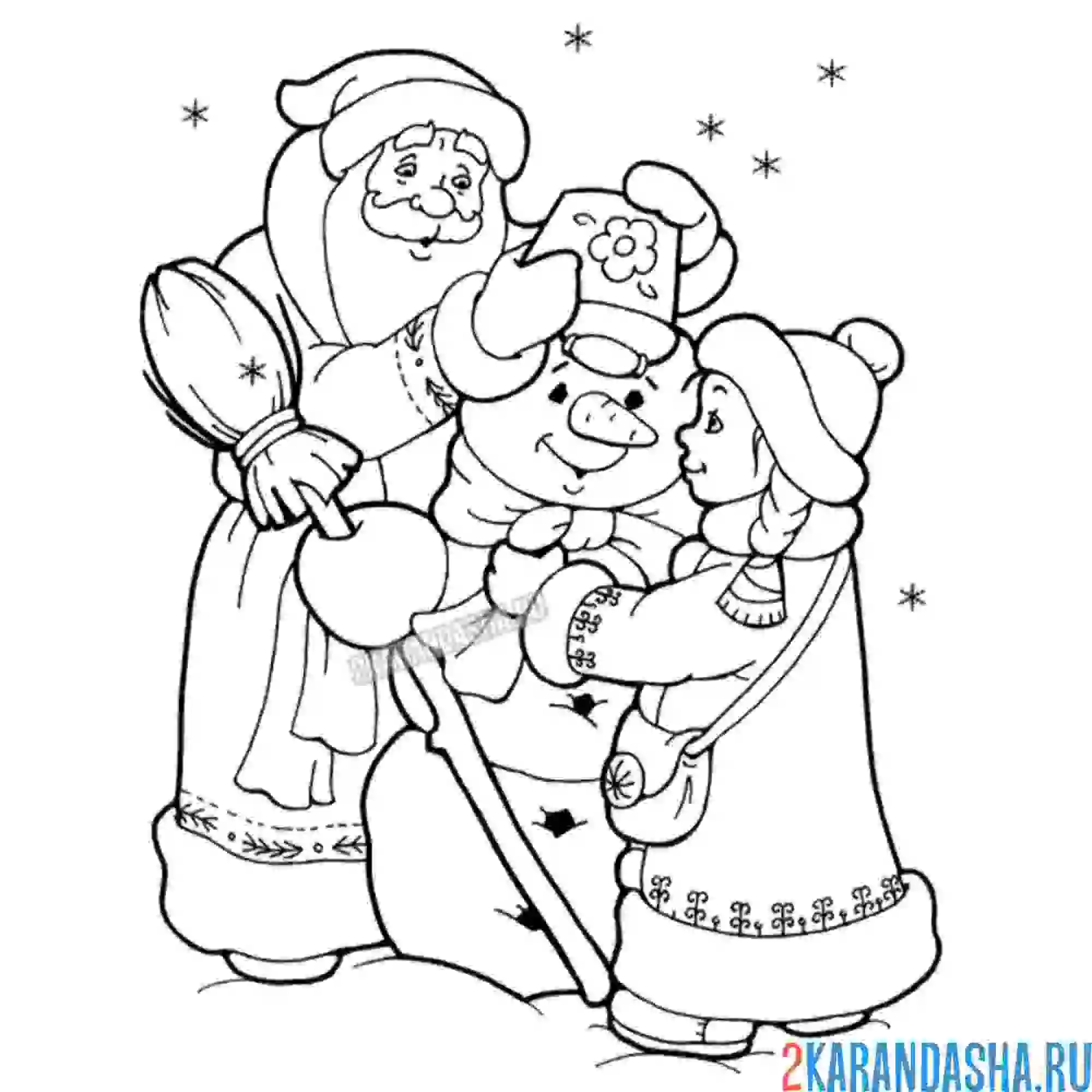 Раскраска лепят снеговика в лесу