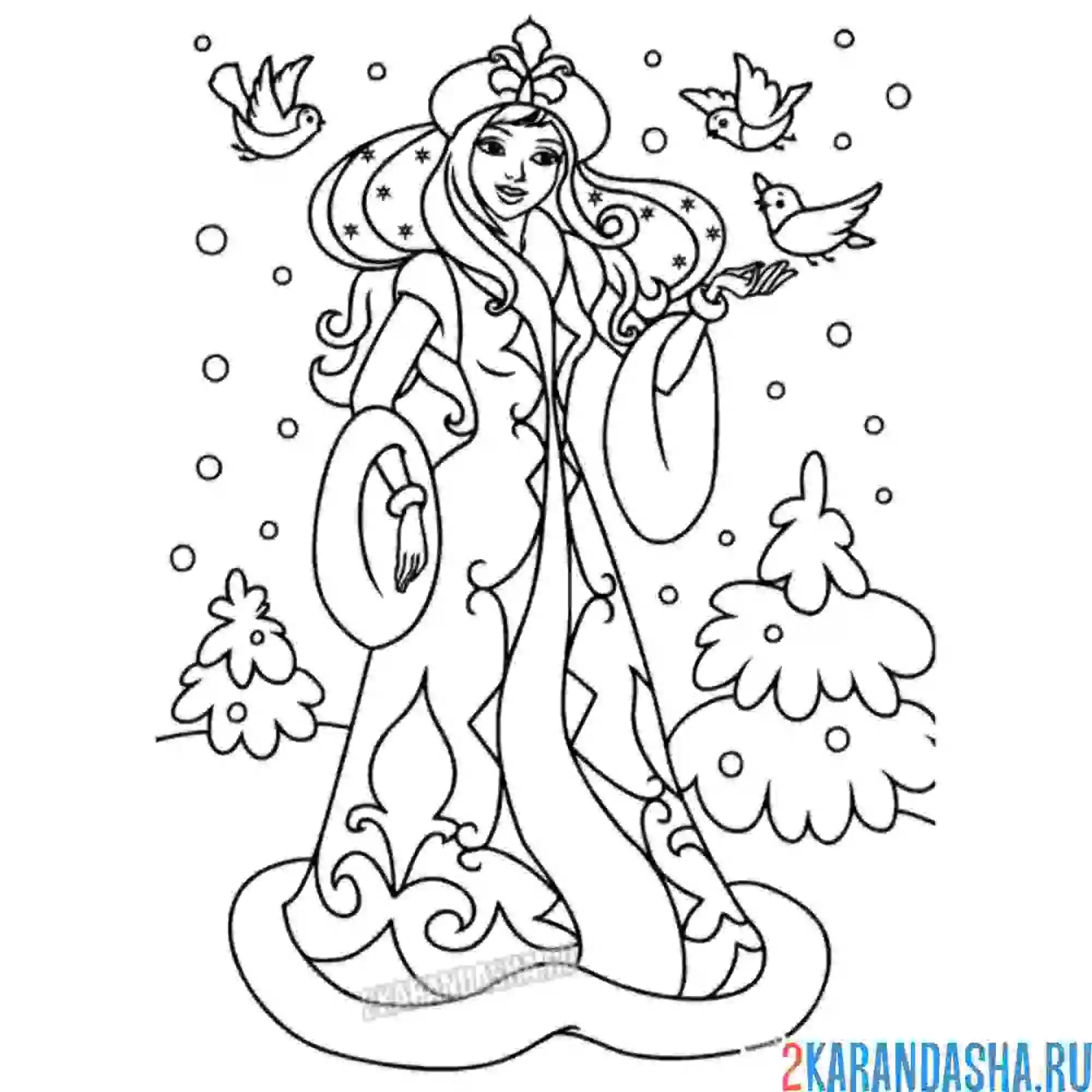 Раскраска русская принцесса зимы