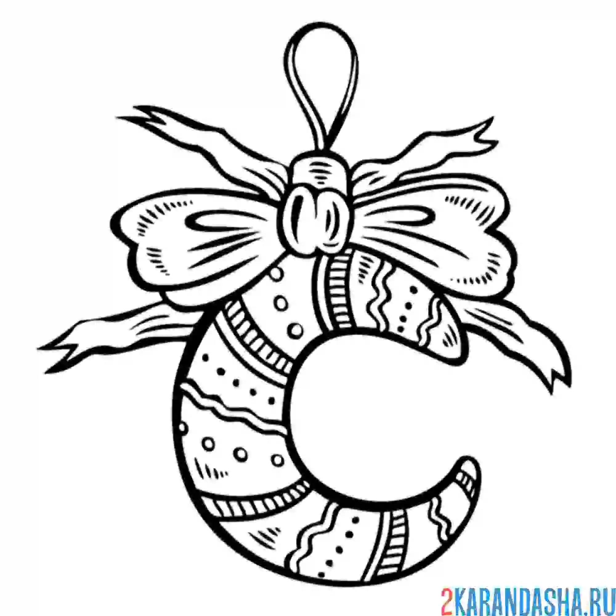 Раскраска месяц с бантиком