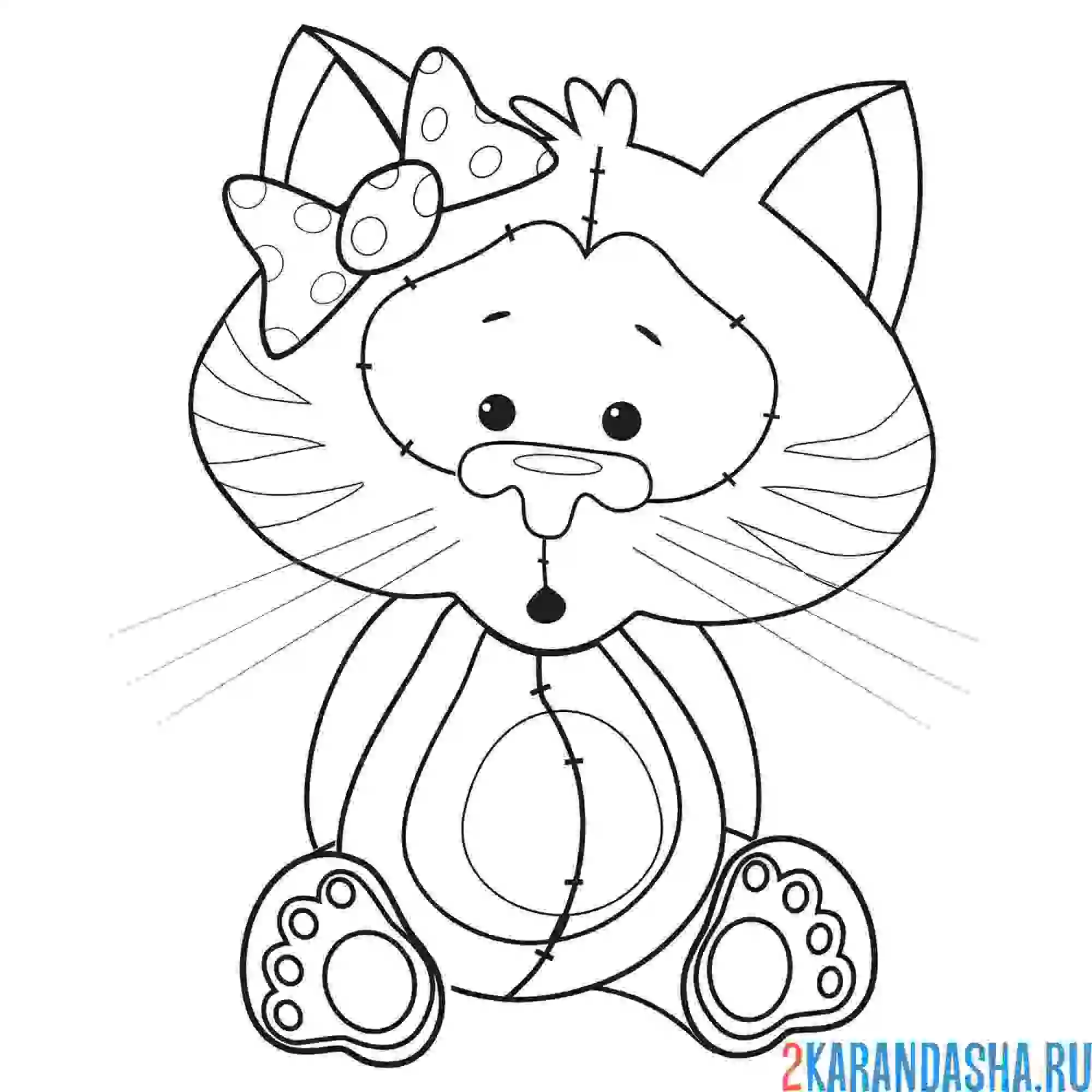 Раскраска кошечка с бантиком