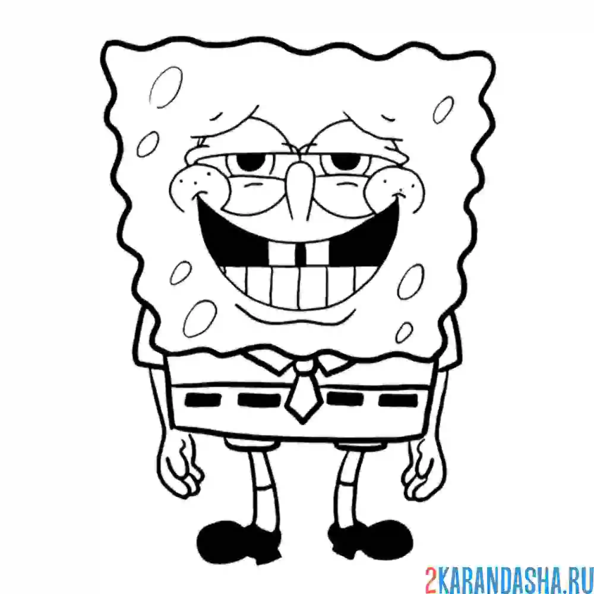 Раскраска губка боб неловко смеется