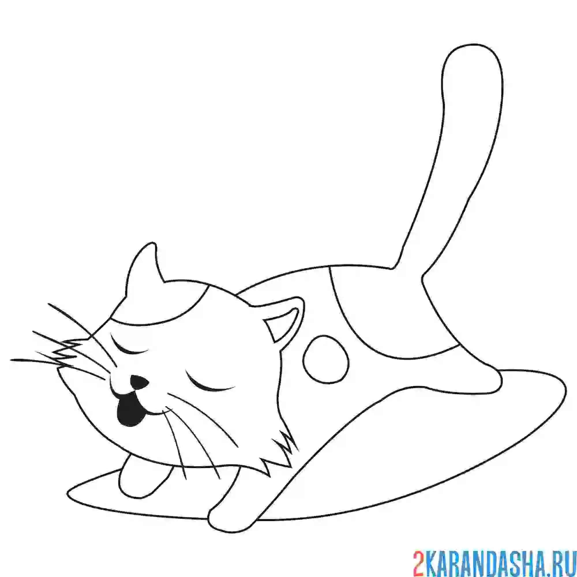 Раскраска кот потягивается