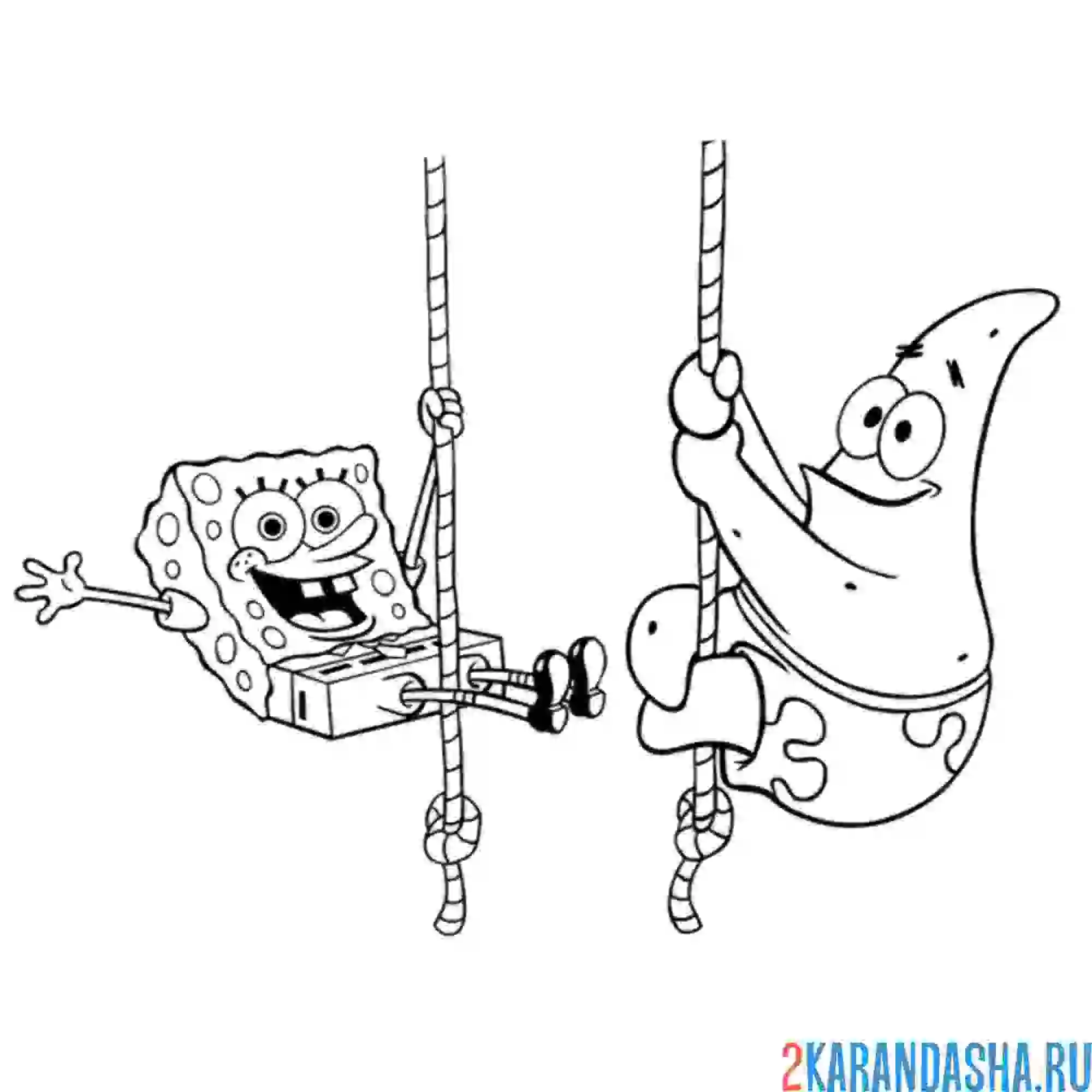 Раскраска спанч боб вместе с патриком